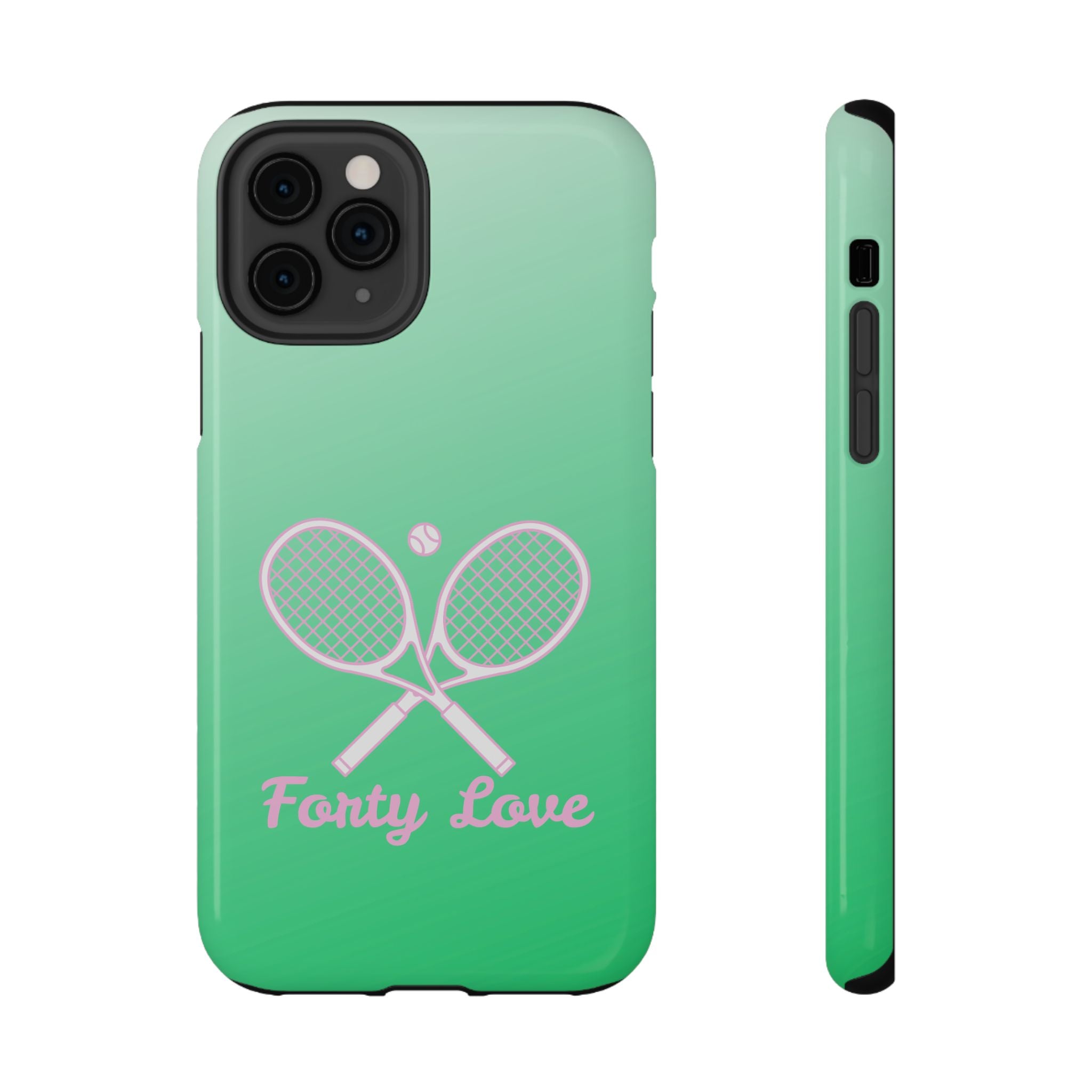 Tennis Impact-Resistant Phone Case — 'Forty Love', Green Gradient