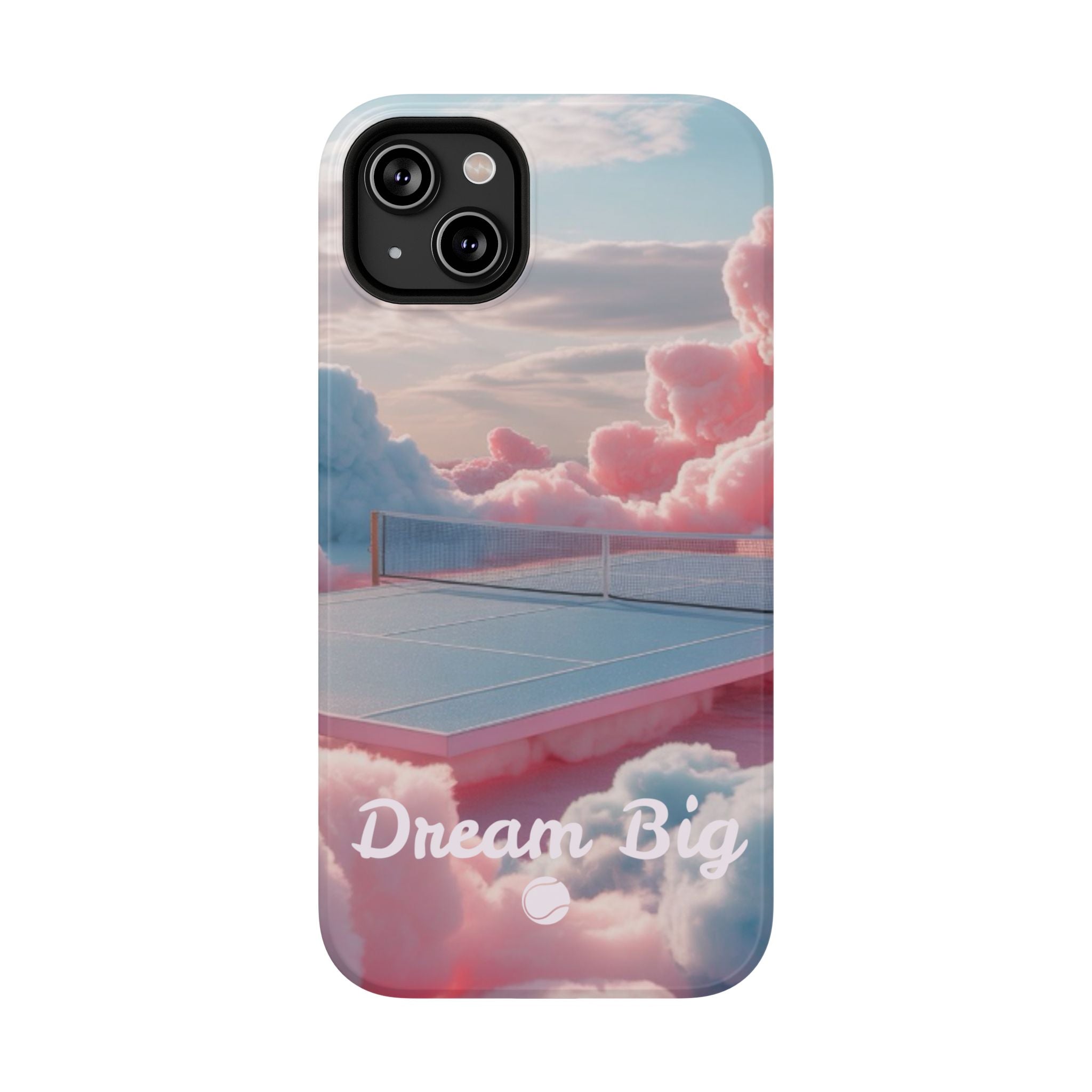 Tennis Impact-Resistant Phone Case — 'Dream Big' Pastel Cloud Tennis Court