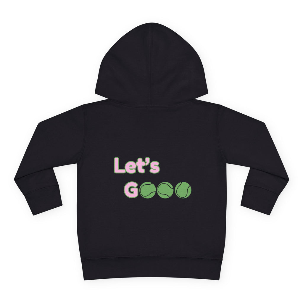 Girl Toddler's Junior Hoodie — “Let’s Go” Tennis Graphic Sweatshirt (Pink & Green)
