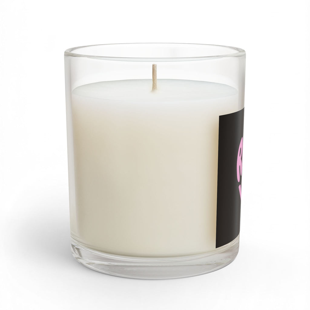 Glass Candle 11 oz — "Rally & Love" Heart logo (bubblegum pink)