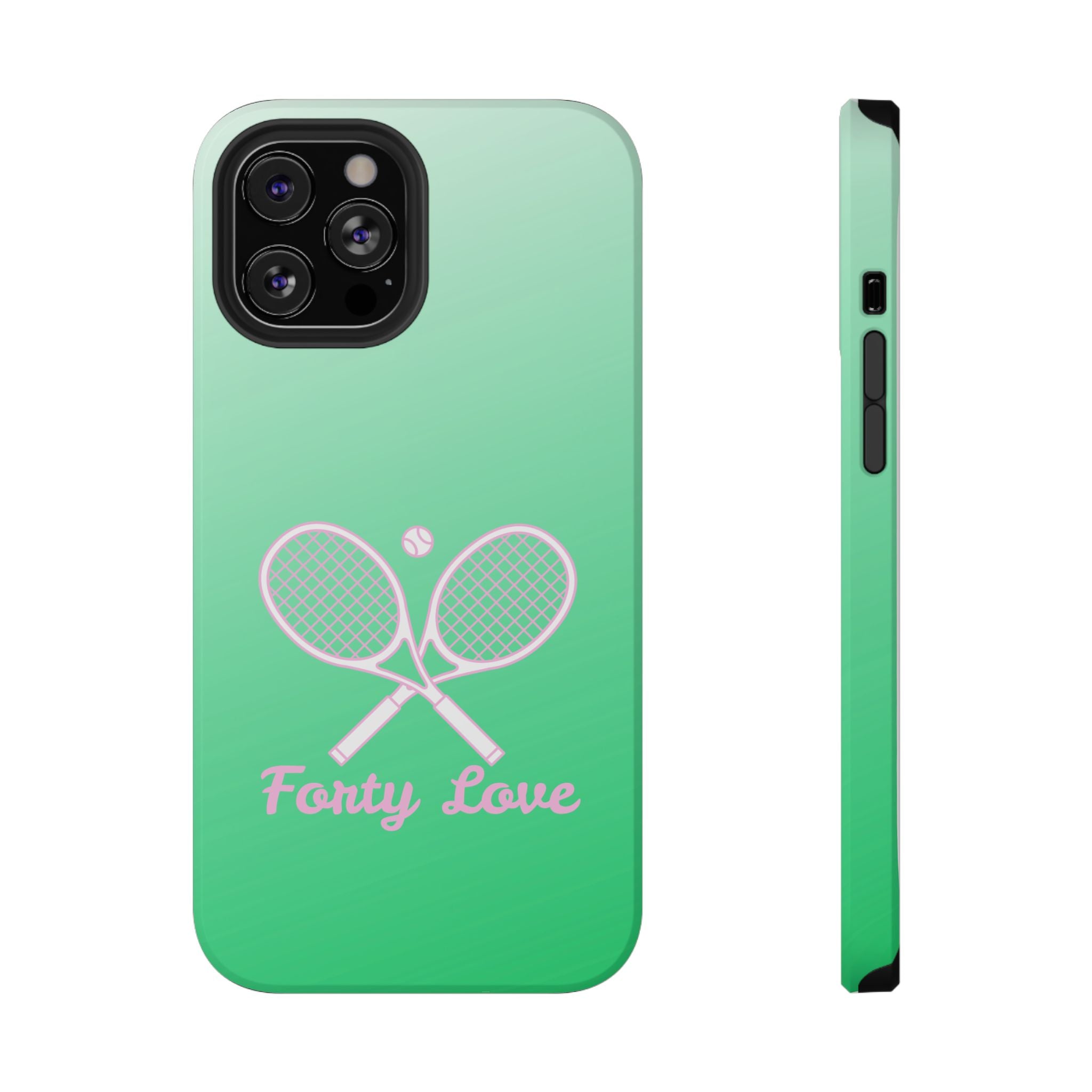 Tennis Impact-Resistant Phone Case — 'Forty Love', Green Gradient