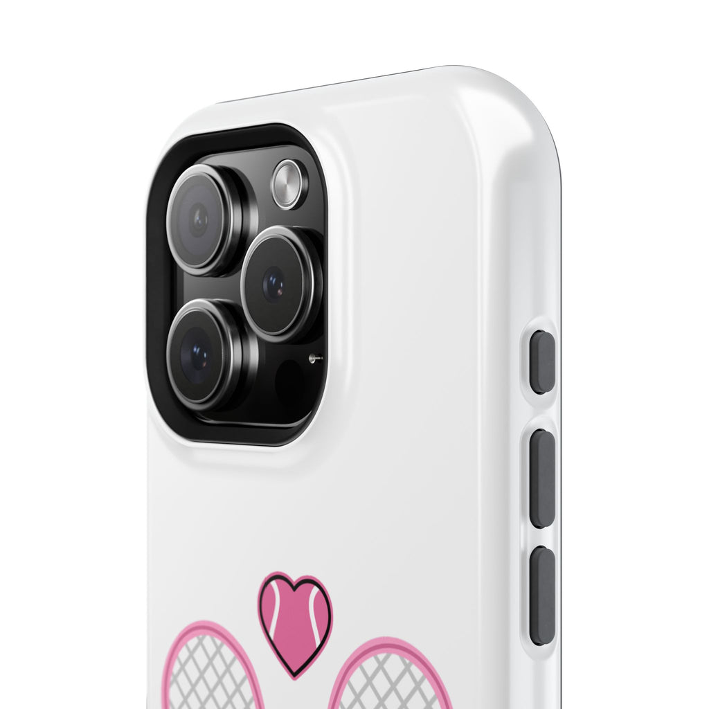 Tennis Impact‑Resistant Phone Case — 'Forty Love', pink/white
