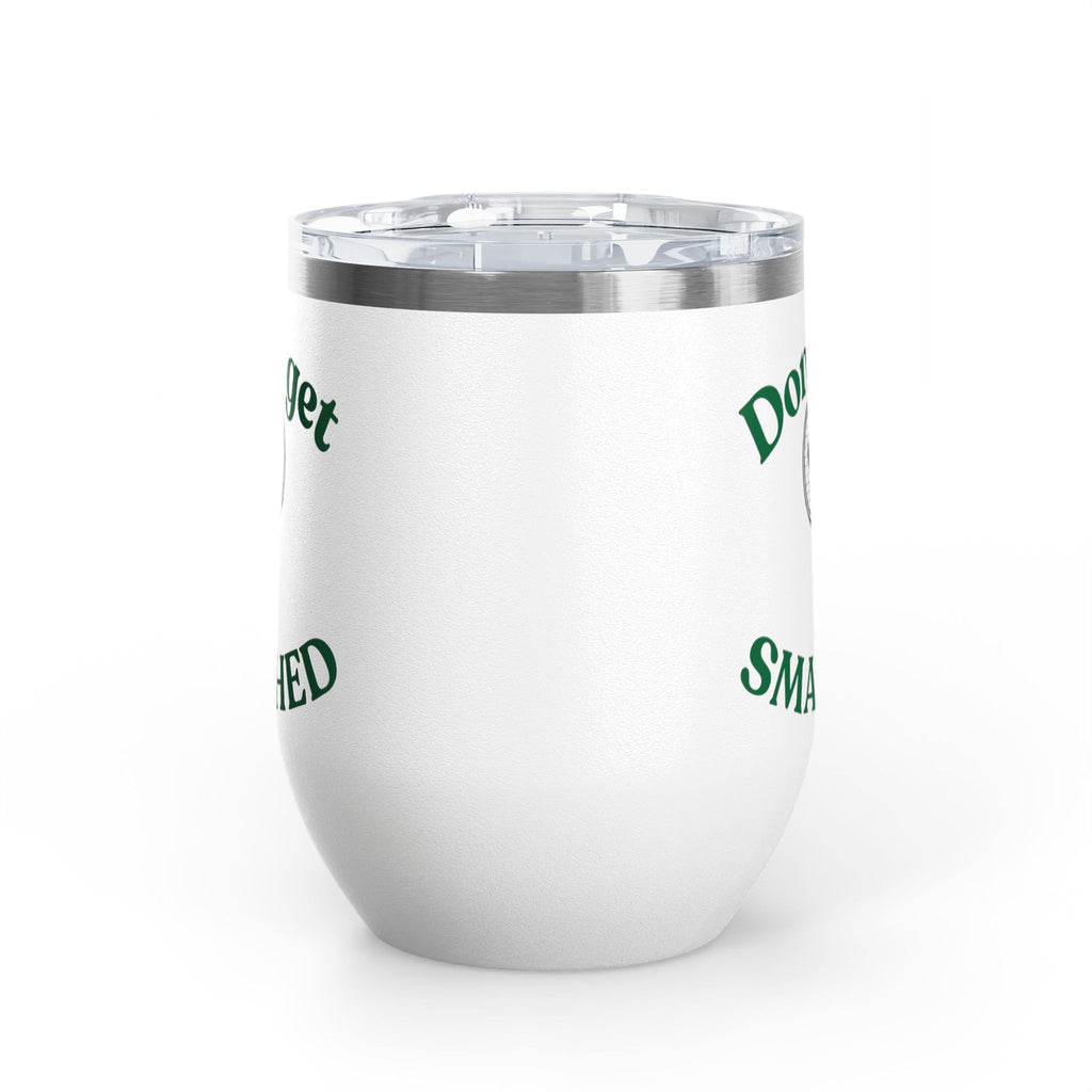 Wine Tumbler — White/racket heart, "Don't Get Smashed" Tennis Wine Tumbler, 12oz