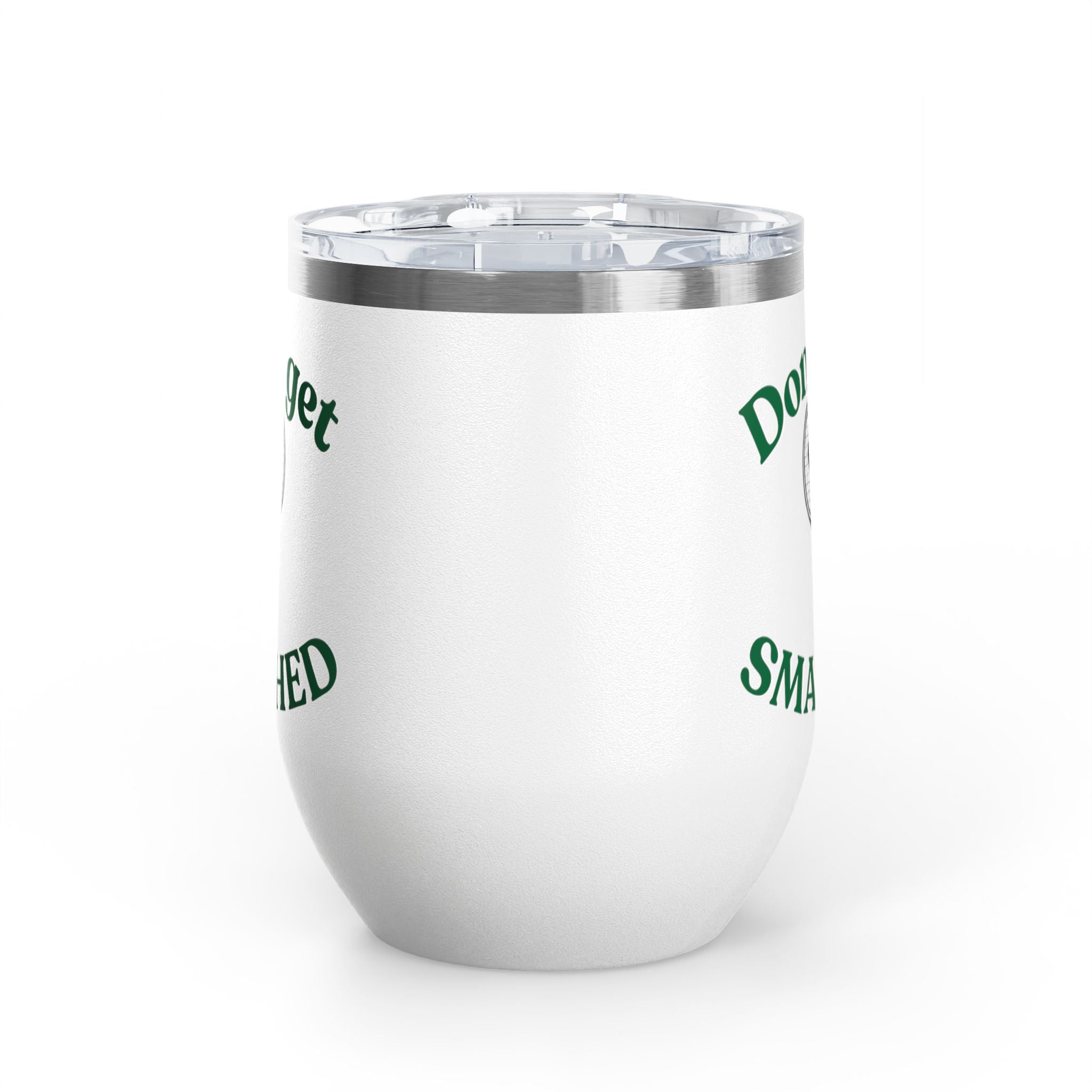 Wine Tumbler — White/racket heart, "Don't Get Smashed" Tennis Wine Tumbler, 12oz