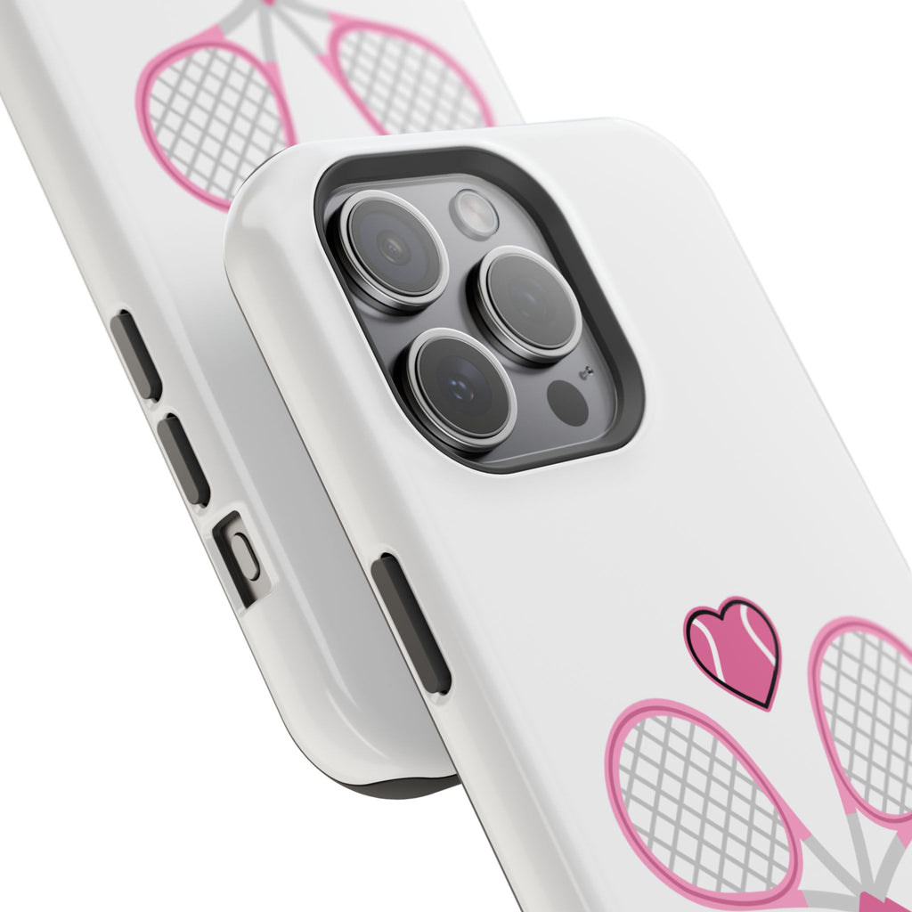 Tennis Impact‑Resistant Phone Case — 'Forty Love', pink/white