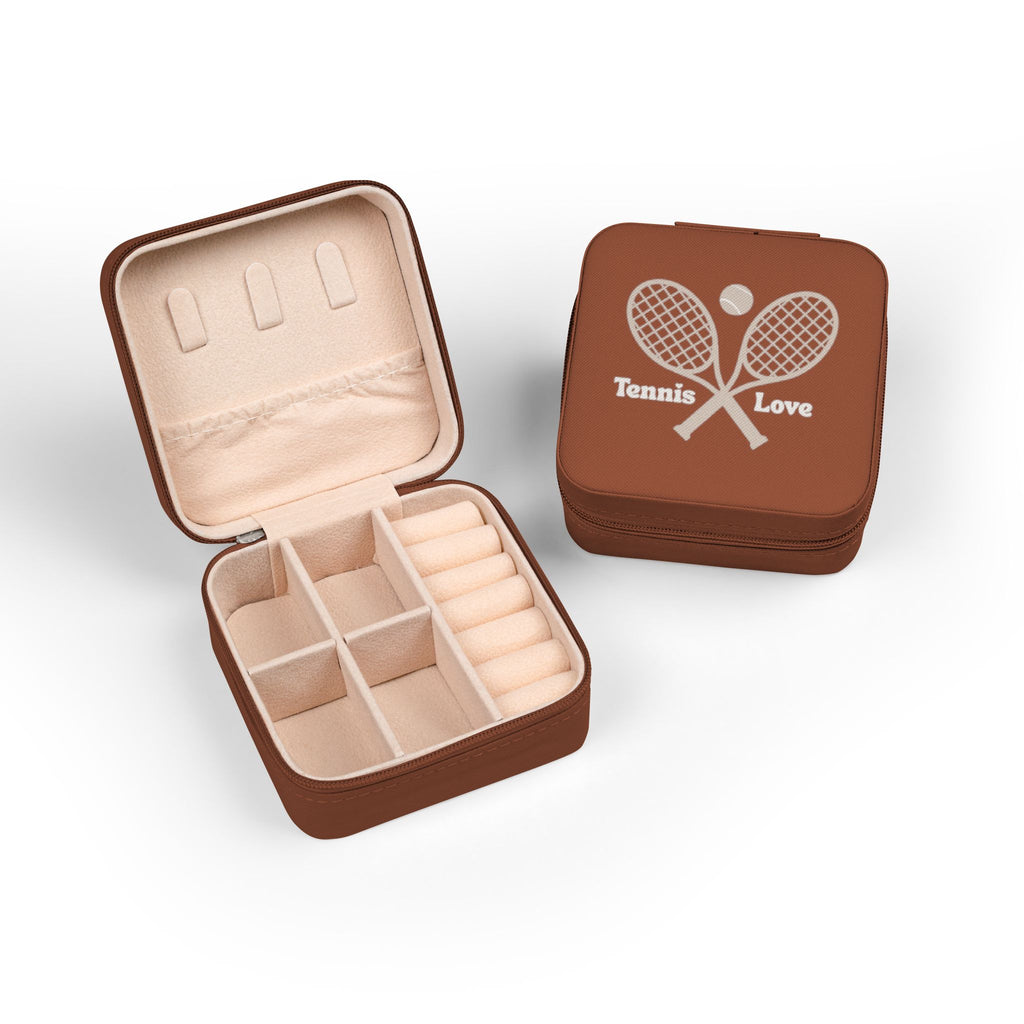 Jewelry Travel Case — Compact Pink Travel Jewelry Organizer (Tennis Love Design)