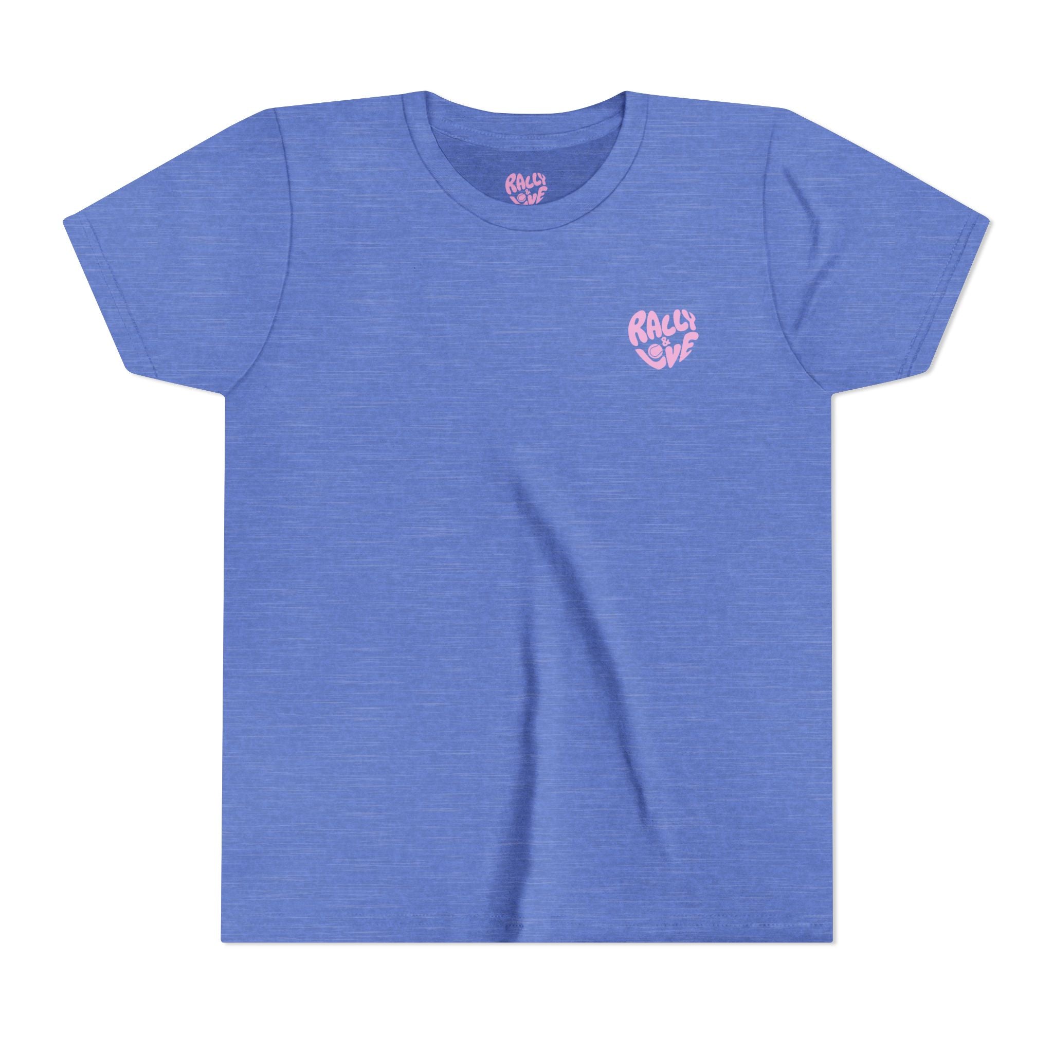 Girl's Junior Tee — 'Rally & Love' Heart Graphic Kids T-Shirt (bubblegum pink)