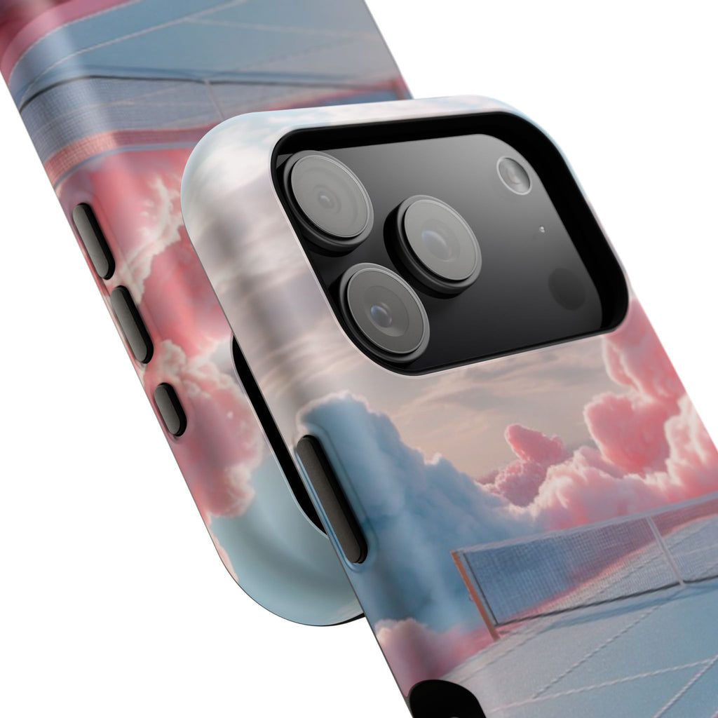 Tennis Impact-Resistant Phone Case — 'Dream Big' Pastel Cloud Tennis Court