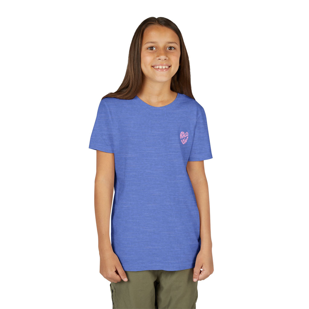 Girl's Junior Tee — 'Rally & Love' Heart Graphic Kids T-Shirt (bubblegum pink)