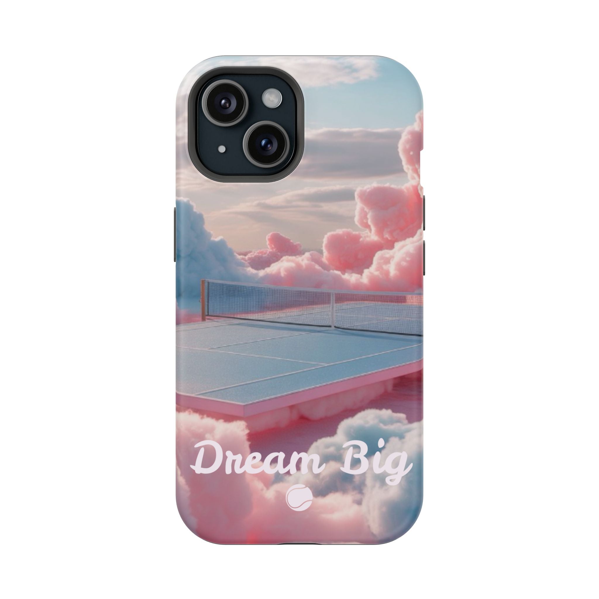 Tennis Impact-Resistant Phone Case — 'Dream Big' Pastel Cloud Tennis Court