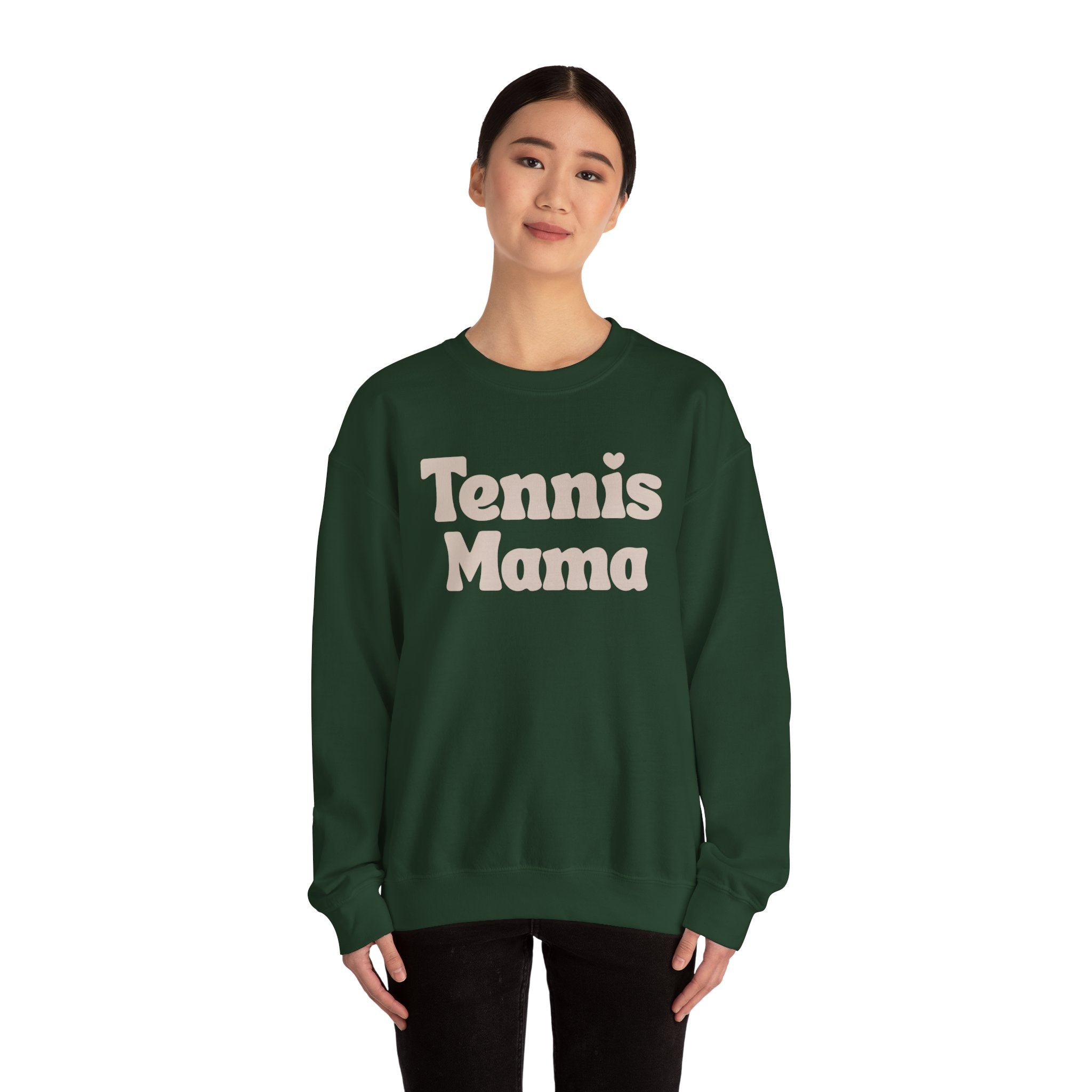 Women's Crewneck Sweatshirt - 'Tennis mama' tennis sweatshirt (tan)