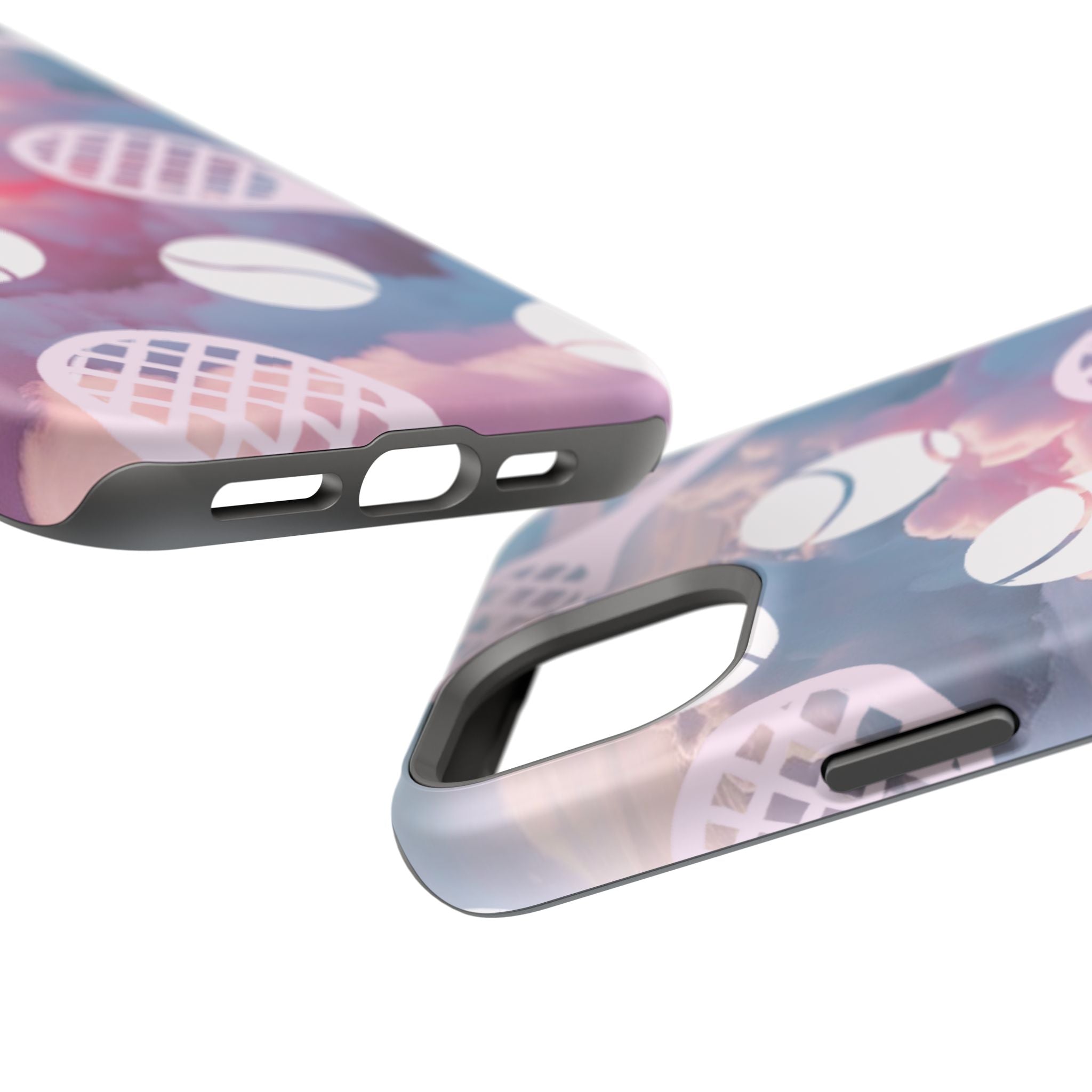 Tennis Impact-Resistant Phone Case — Tennis Rackets & Balls on Cloudscape