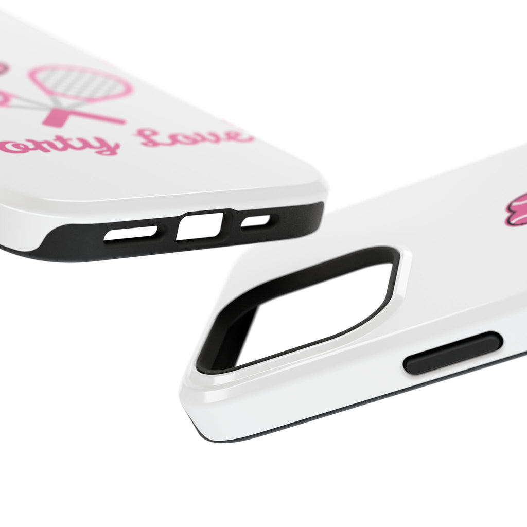 Tennis Impact‑Resistant Phone Case — 'Forty Love', pink/white