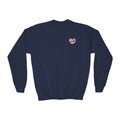 Girls Junior Tennis Crewneck Sweatshirt — 'Rally & Love' logo (bubblegum pink)