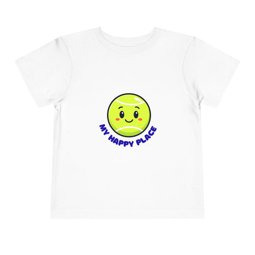 Boy Toddler's Junior Tee - My Happy Place Cute Tennis Ball Smiley Face T-Shirt