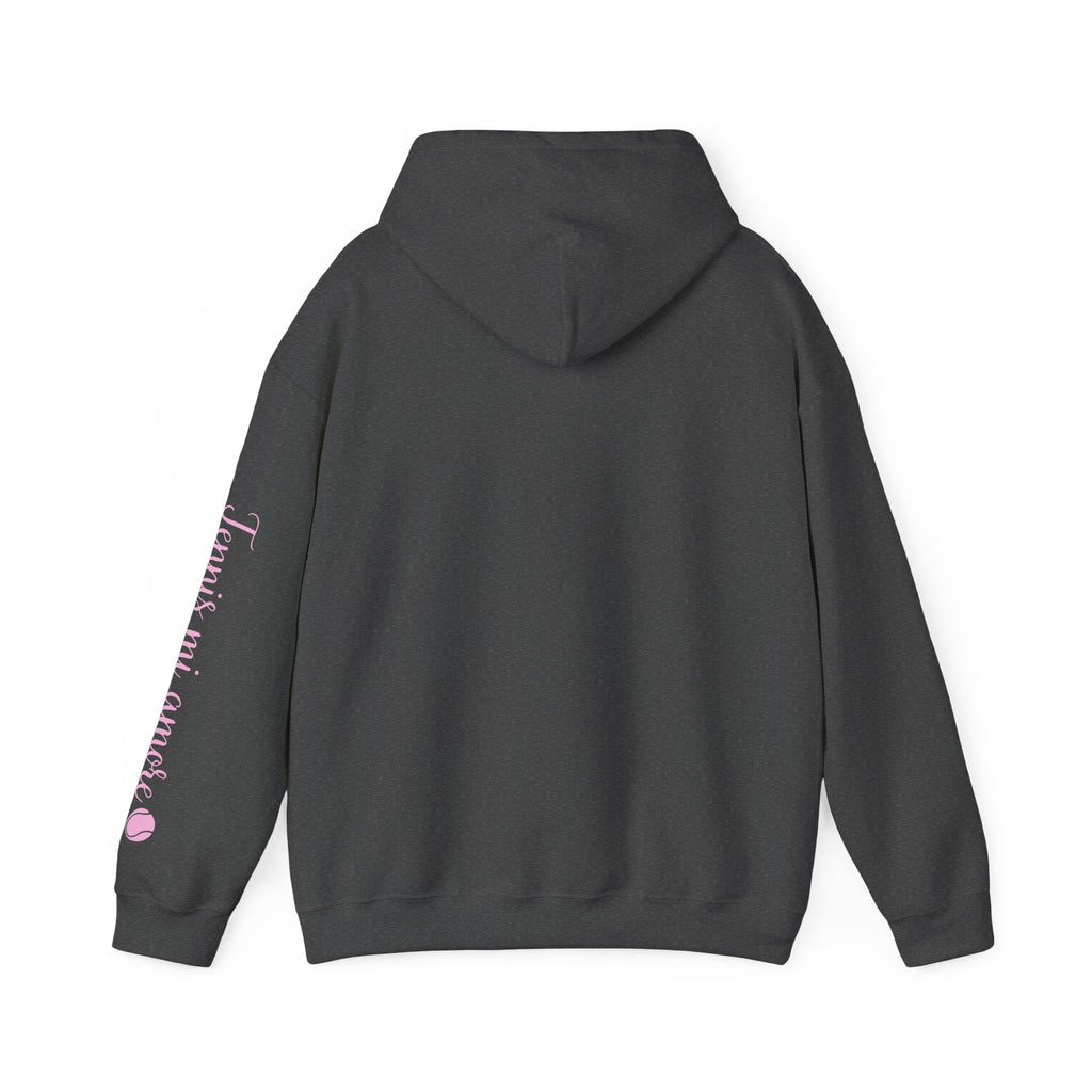 Women's Hoodie sweatshirt — "Tennis mi amore" Tennis Ball Sleeve Design (bubblegum pink)