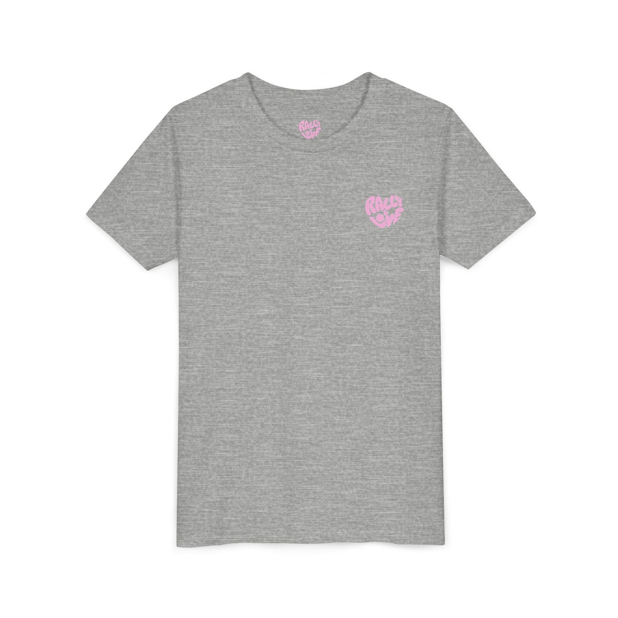 Girl's Junior Tee — 'Rally & Love' Heart Graphic Kids T-Shirt (bubblegum pink)