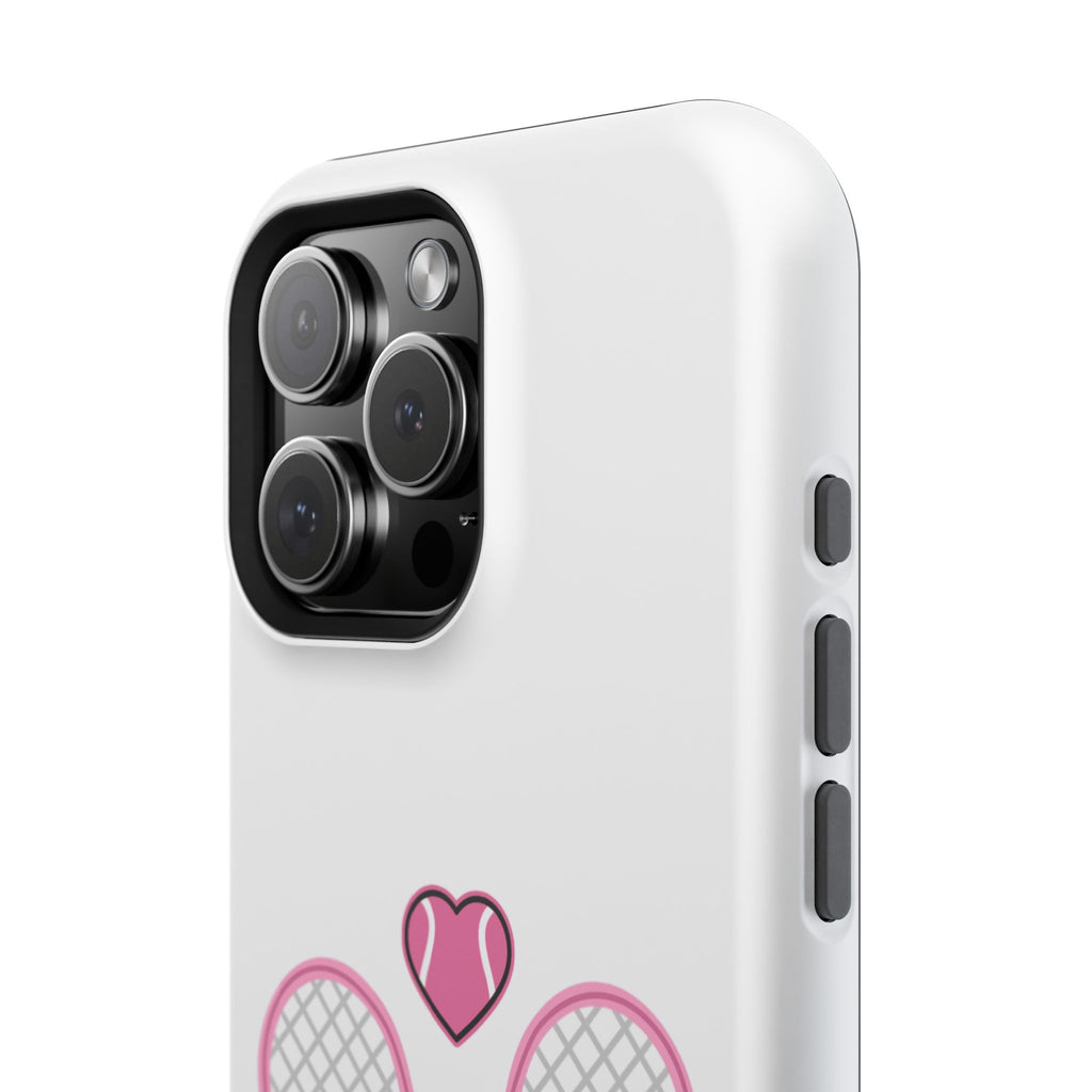 Tennis Impact‑Resistant Phone Case — 'Forty Love', pink/white