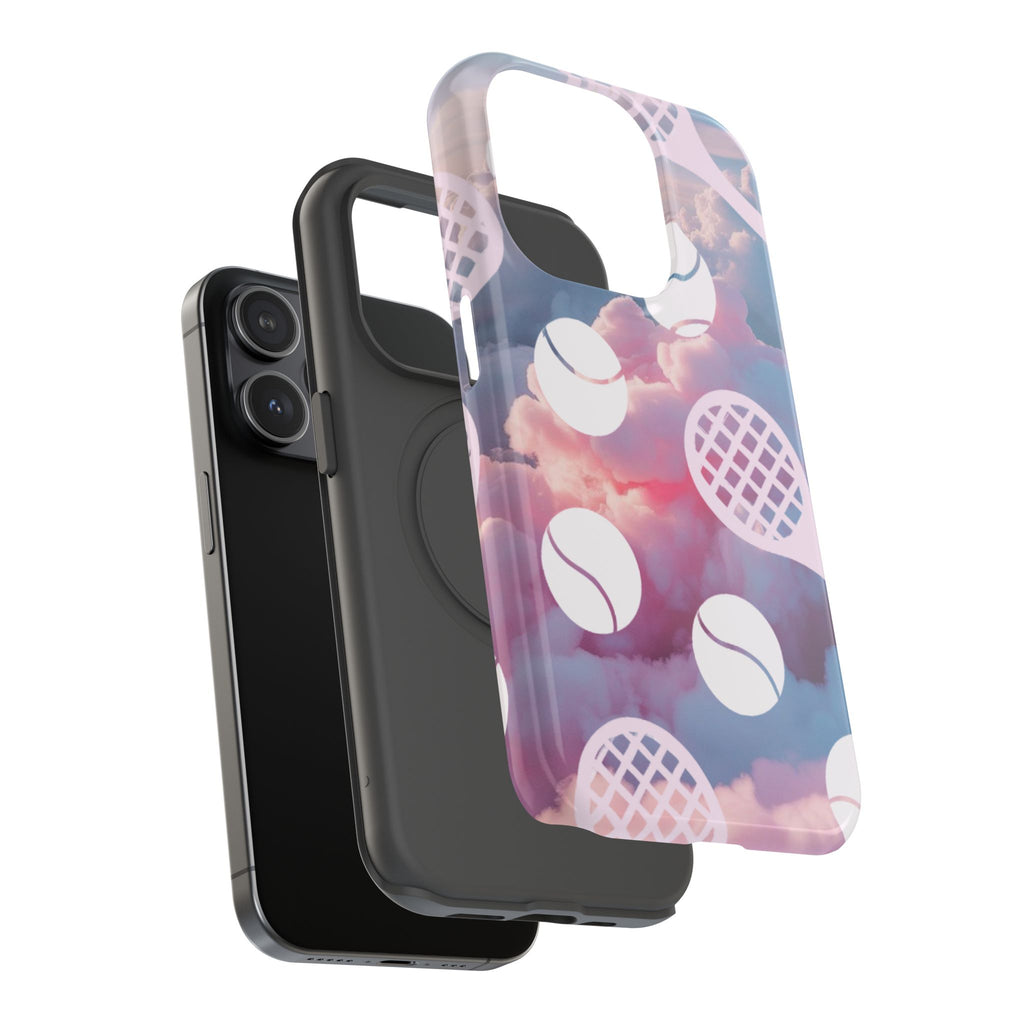 Tennis Impact-Resistant Phone Case — Tennis Rackets & Balls on Cloudscape
