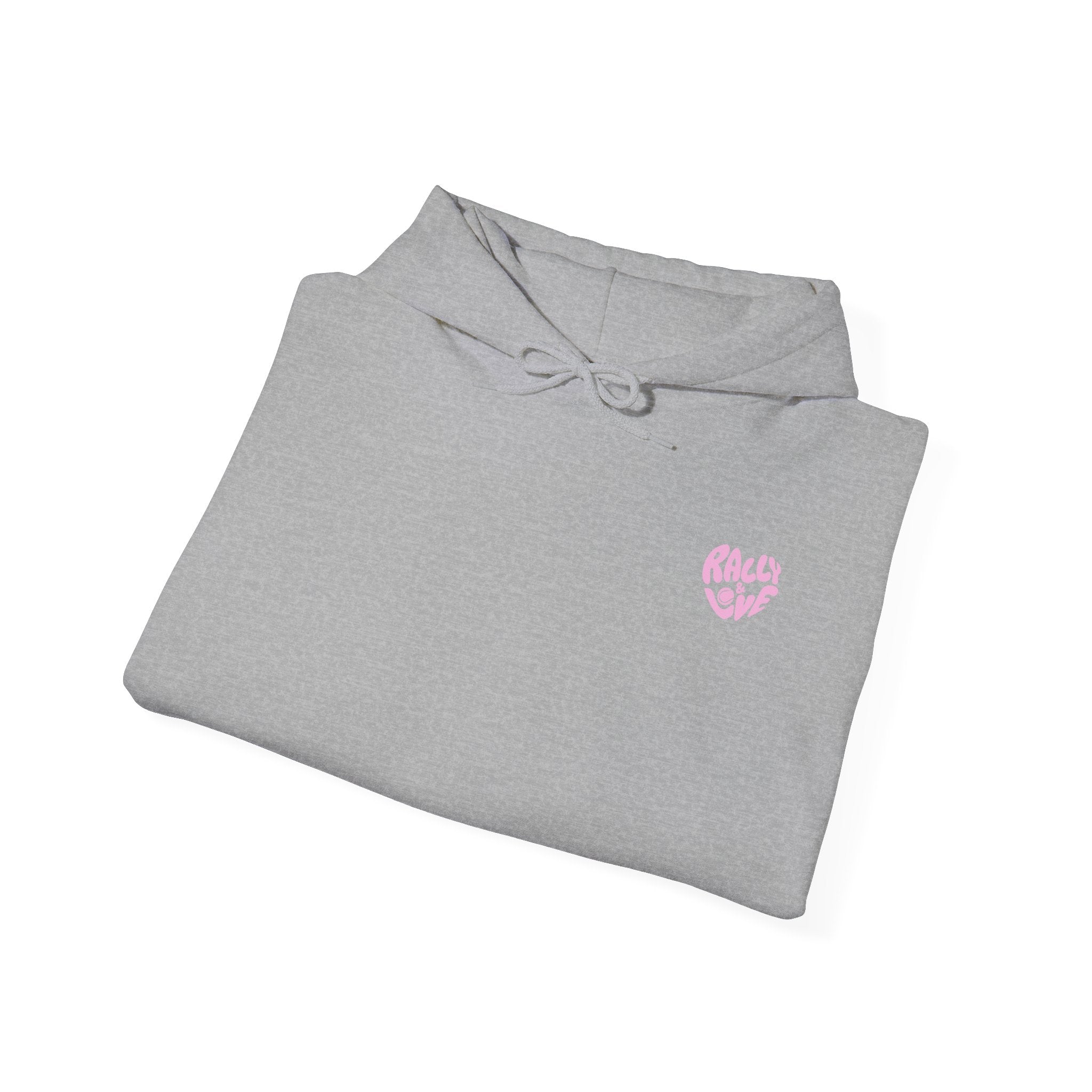 Women's Hoodie sweatshirt — "J'adore le tennis" Tennis Ball Sleeve Design (bubblegum pink)