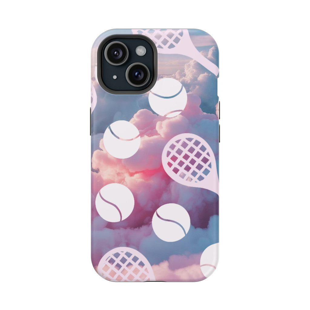 Tennis Impact-Resistant Phone Case — Tennis Rackets & Balls on Cloudscape