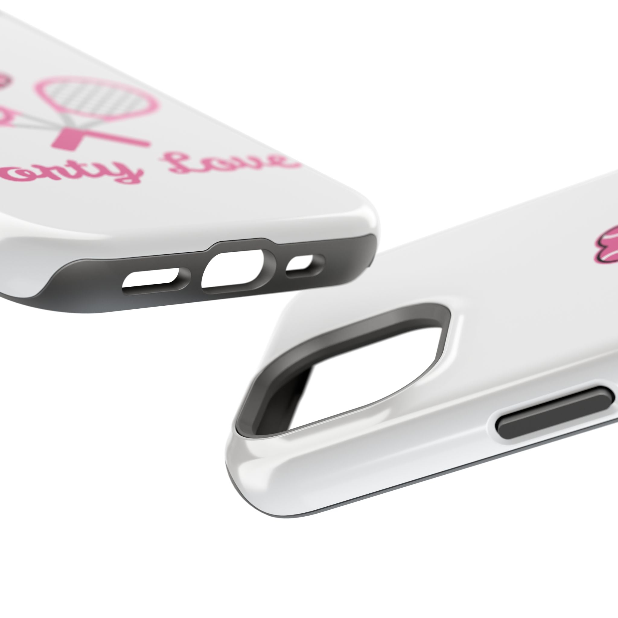 Tennis Impact‑Resistant Phone Case — 'Forty Love', pink/white