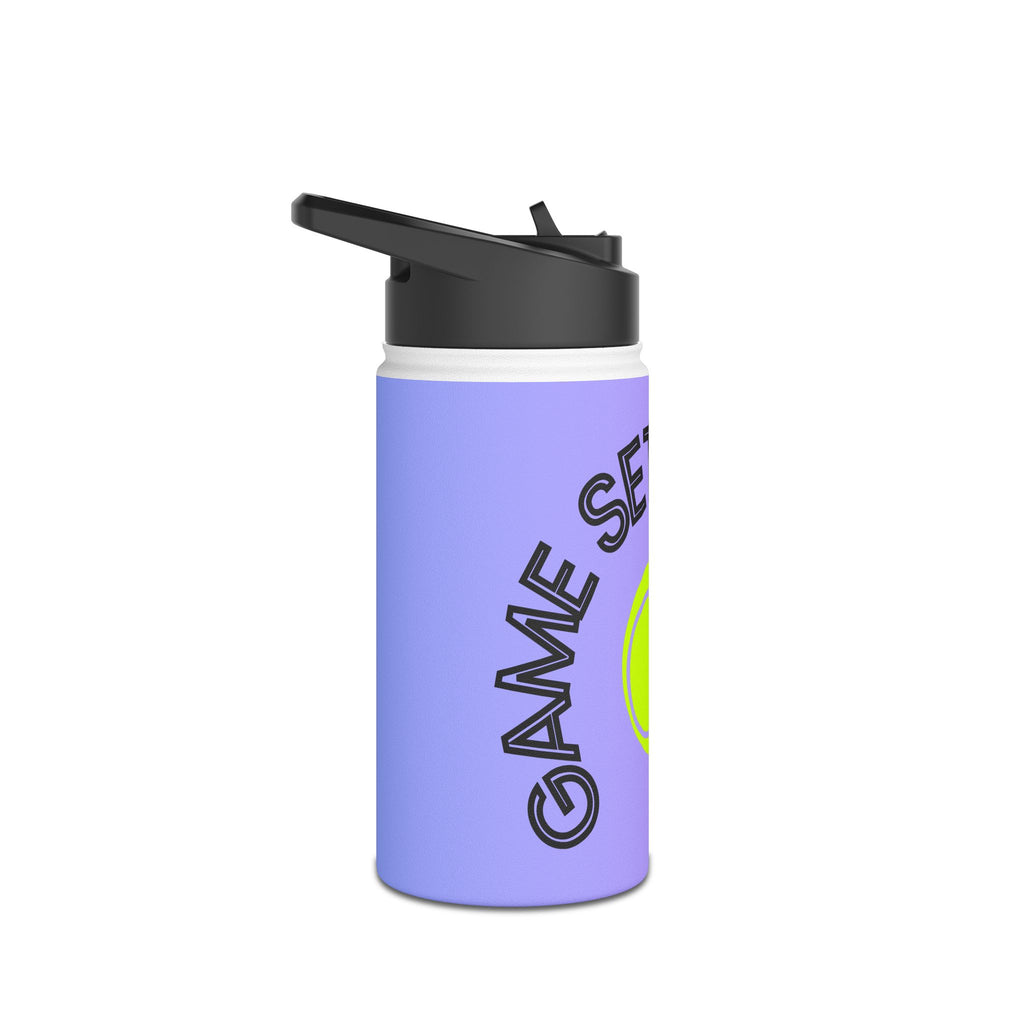 Juniors Stainless Steel Water Bottle, 12 oz — 'Game Set Hydrate' Sports Bottle