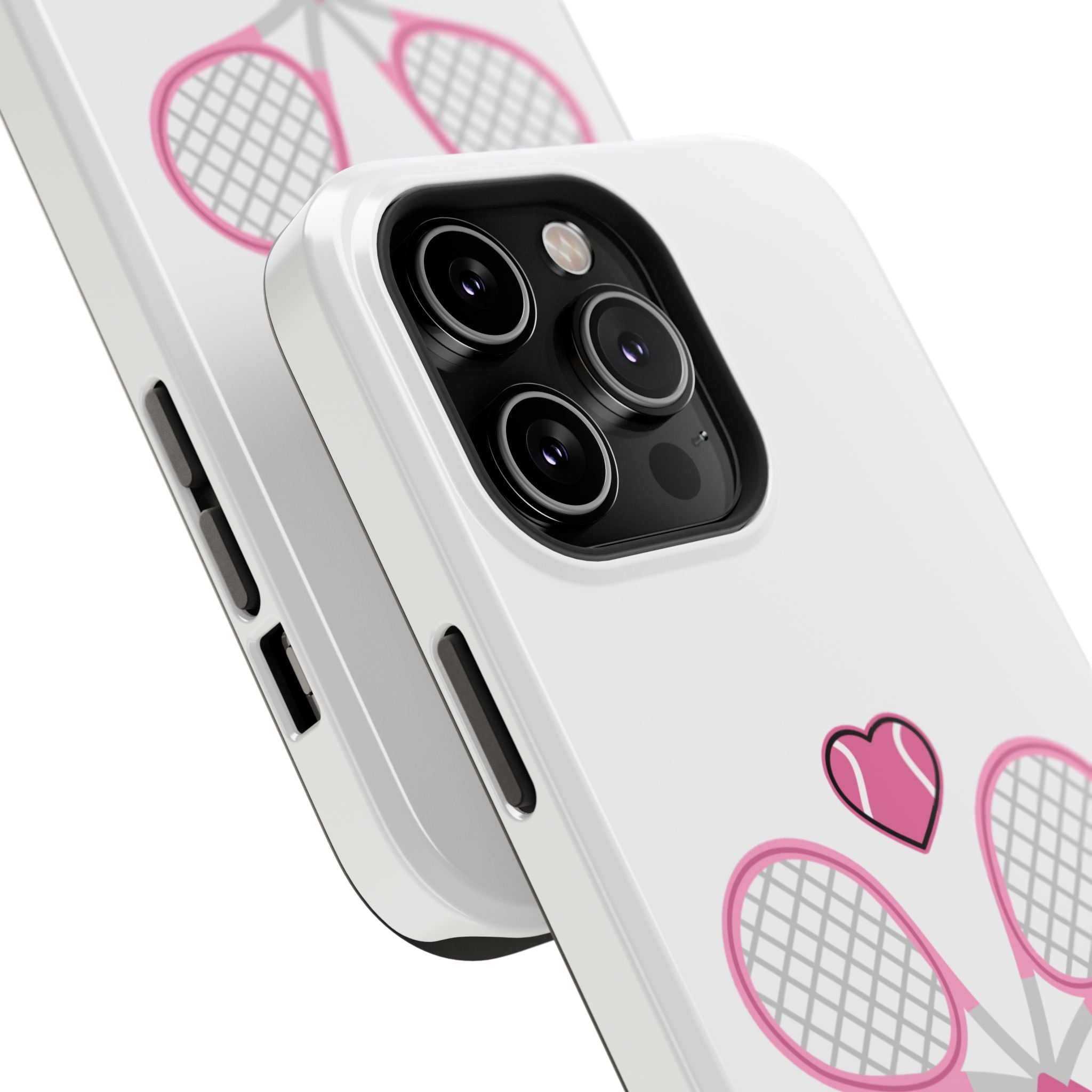 Tennis Impact‑Resistant Phone Case — 'Forty Love', pink/white