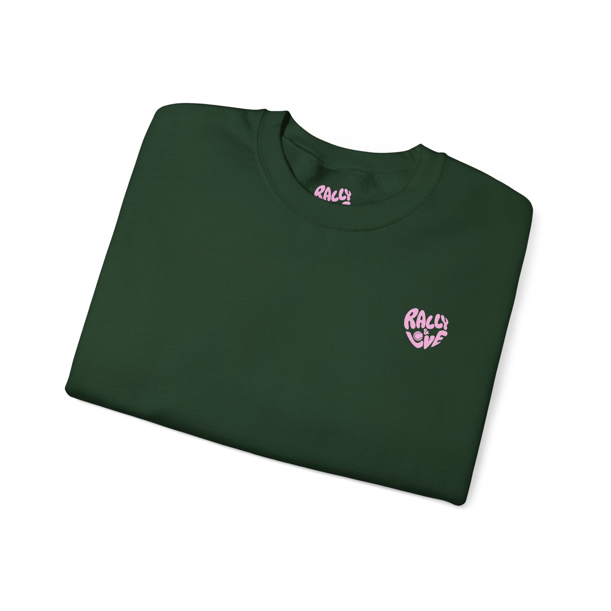 Women's Crewneck Sweatshirt — "Rally & Love" logo Chest Sweatshirt (bubblegum pink)