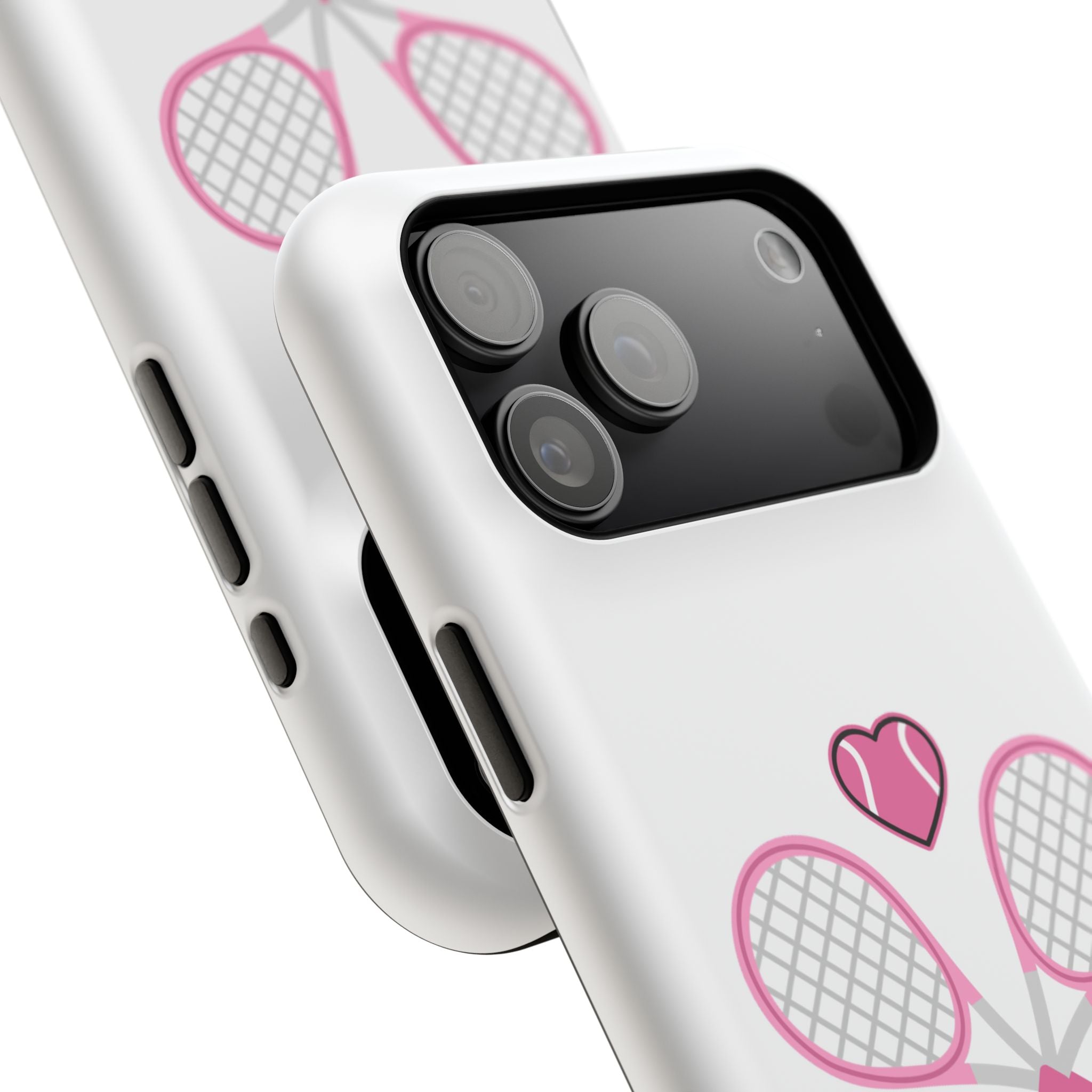 Tennis Impact‑Resistant Phone Case — 'Forty Love', pink/white