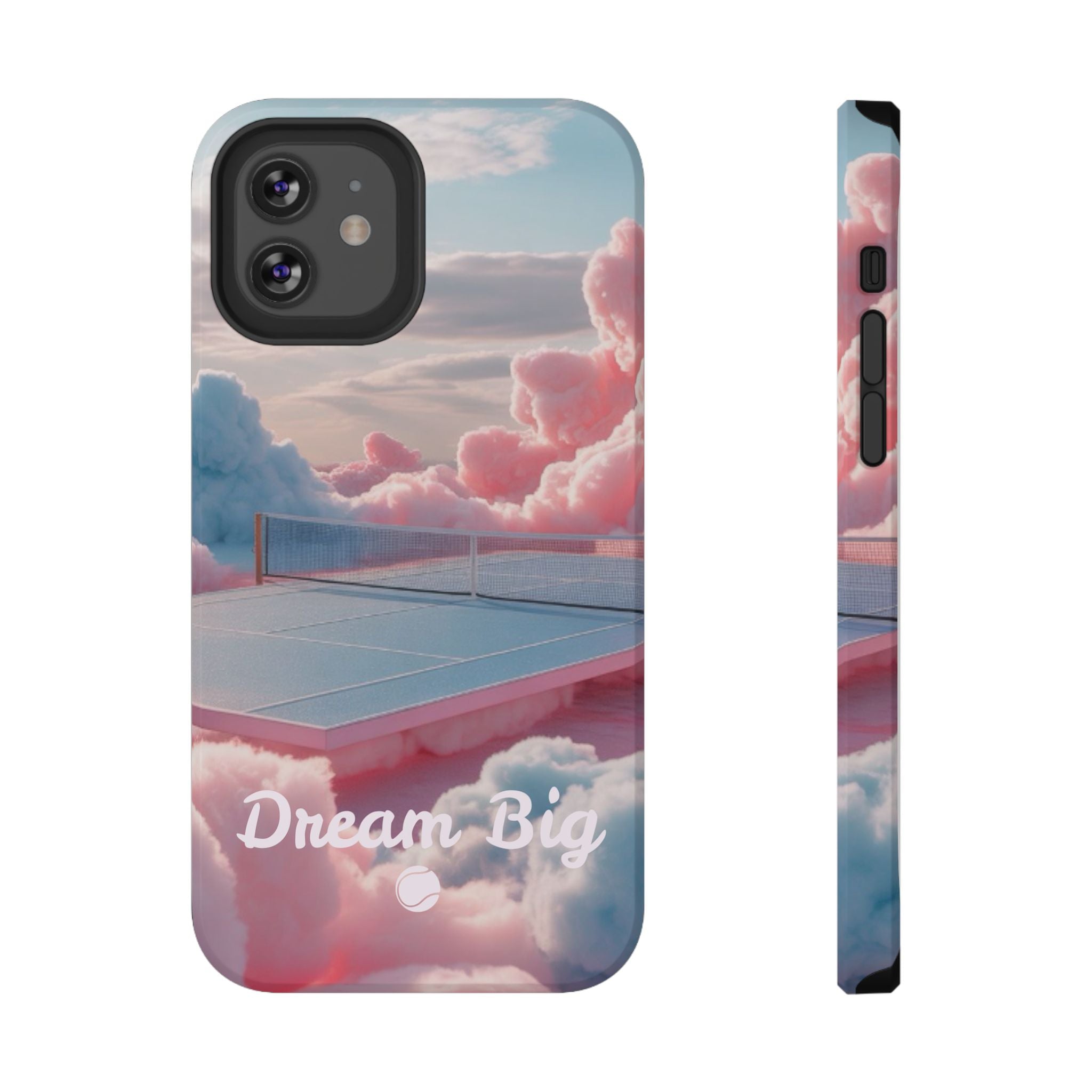 Tennis Impact-Resistant Phone Case — 'Dream Big' Pastel Cloud Tennis Court