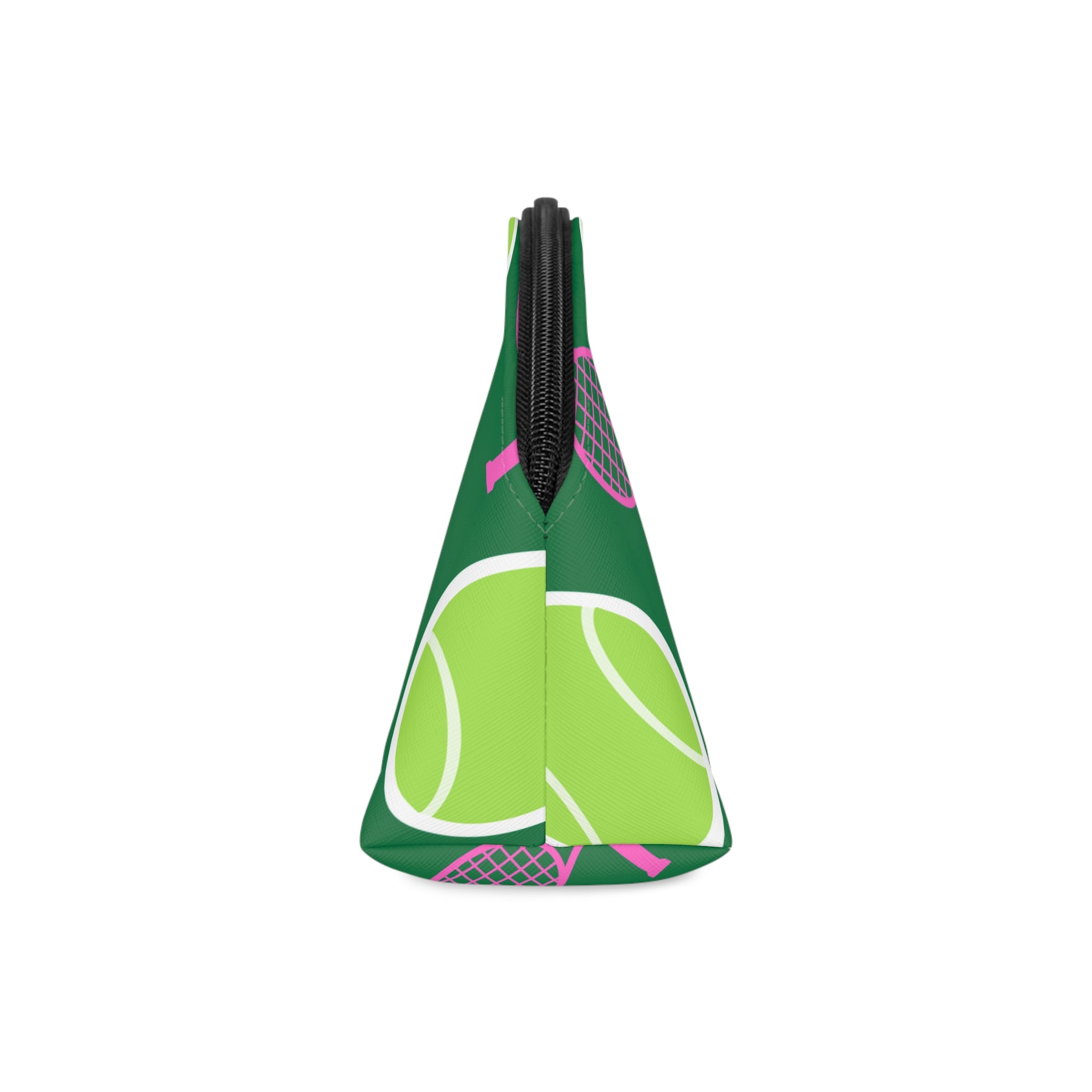 Tennis Makeup Bag — Green/Pink/Yellow Tennis Ball & Racket Cosmetic Pouch for Players