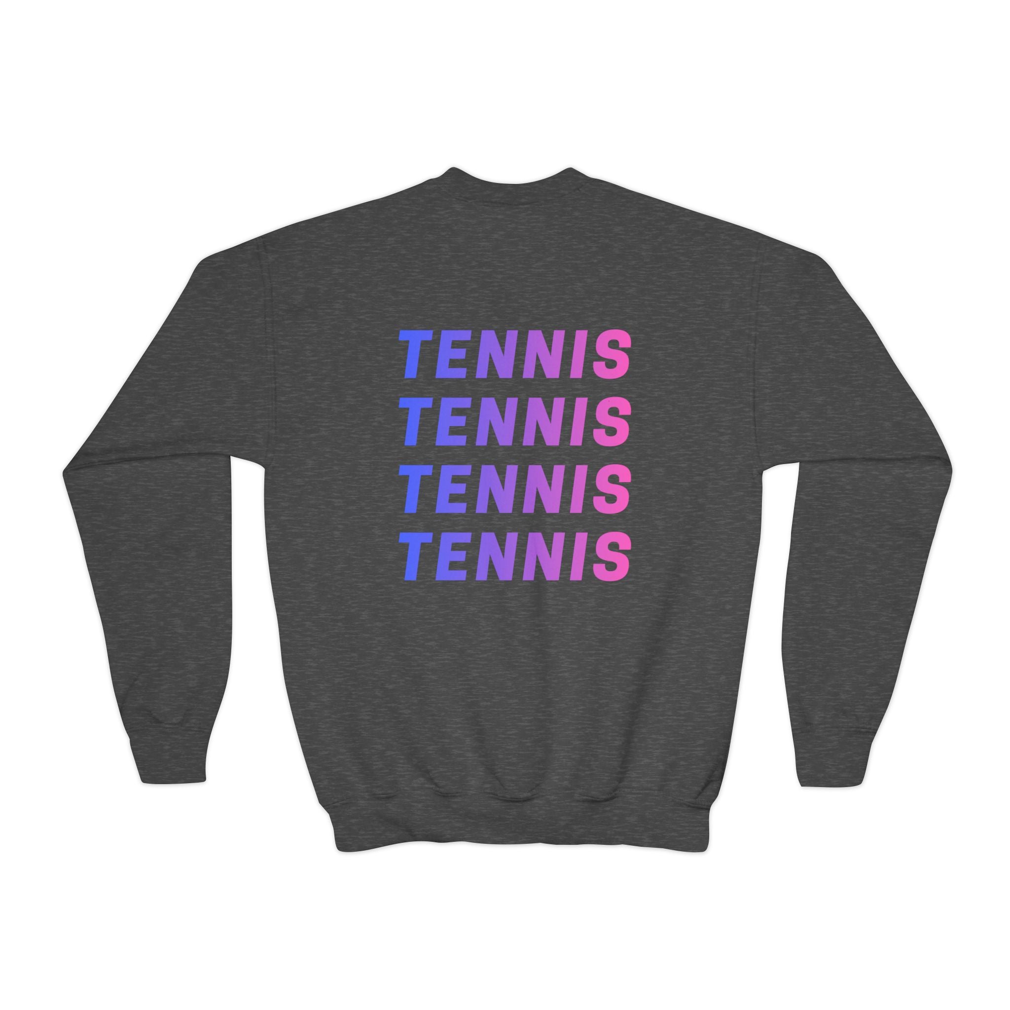 Girl's Junior Tennis Crewneck Sweatshirt – Retro Gradient "TENNIS" Graphic