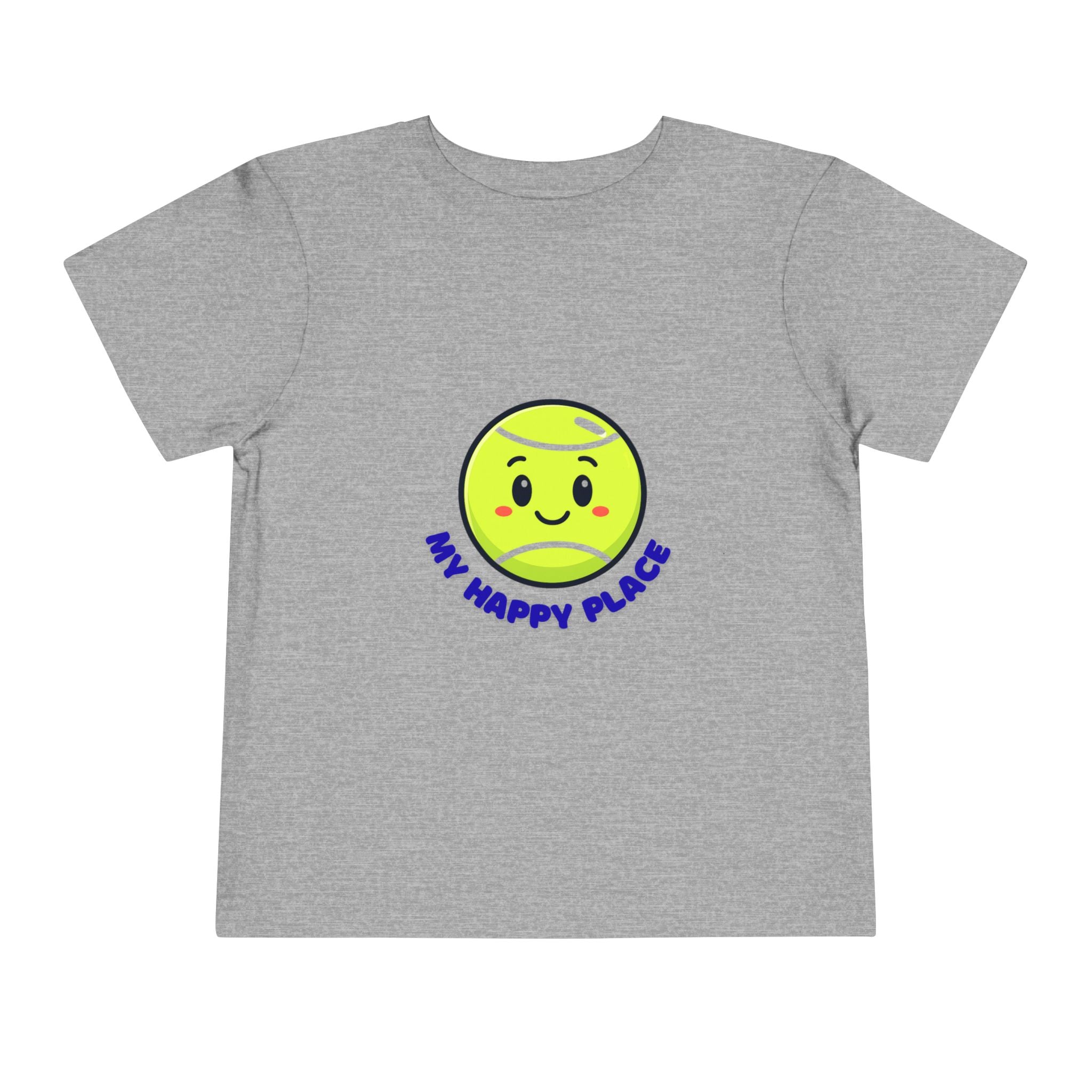 Boy Toddler's Junior Tee - My Happy Place Cute Tennis Ball Smiley Face T-Shirt
