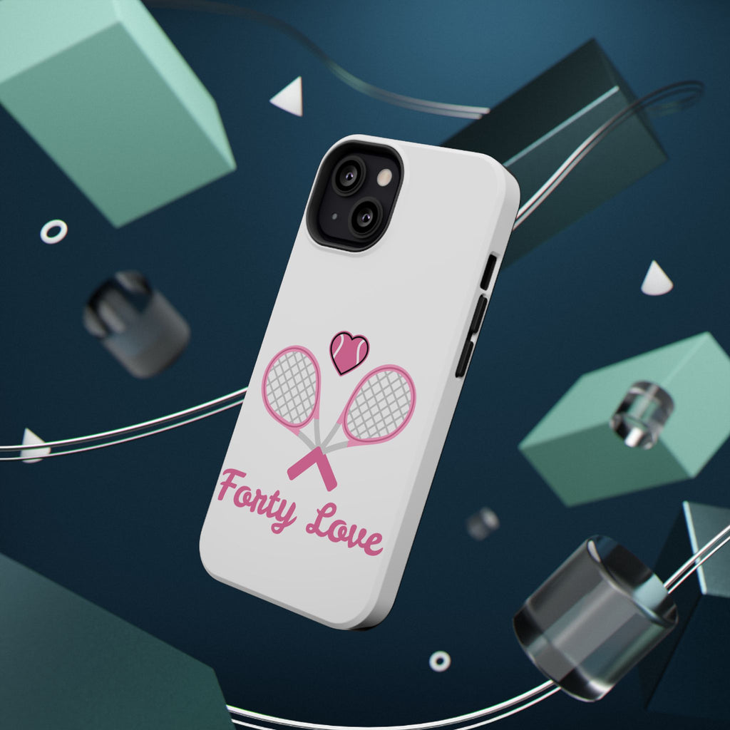 Tennis Impact‑Resistant Phone Case — 'Forty Love', pink/white