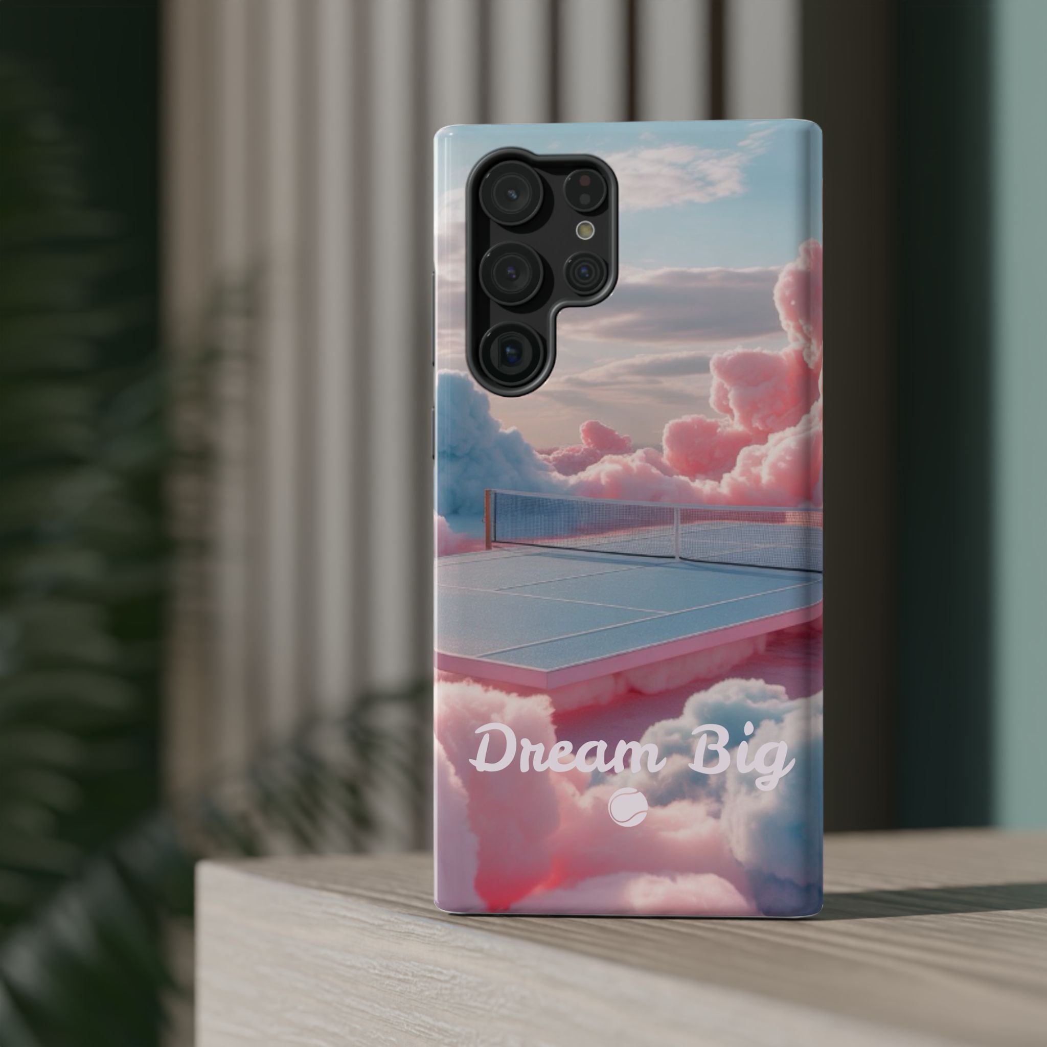 Tennis Impact-Resistant Phone Case — 'Dream Big' Pastel Cloud Tennis Court