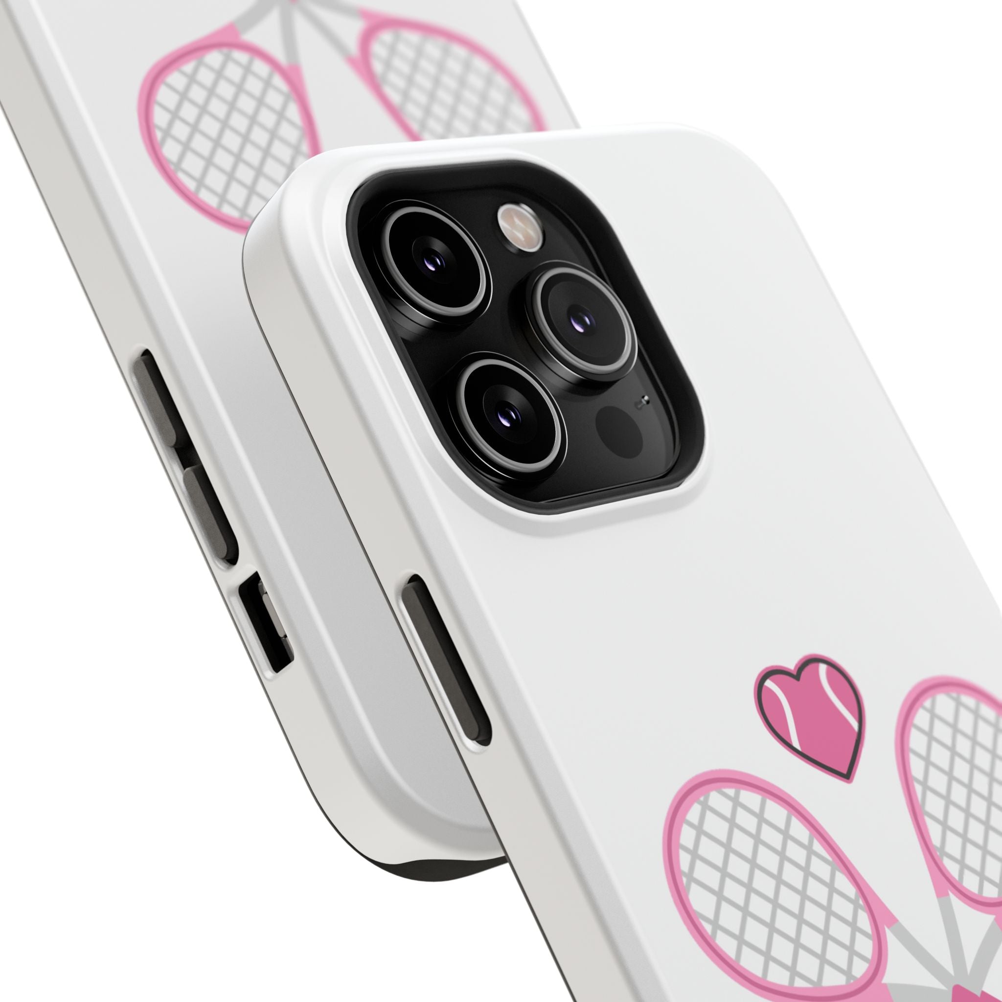 Tennis Impact‑Resistant Phone Case — 'Forty Love', pink/white
