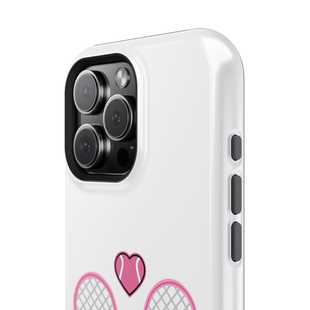 Tennis Impact‑Resistant Phone Case — 'Forty Love', pink/white