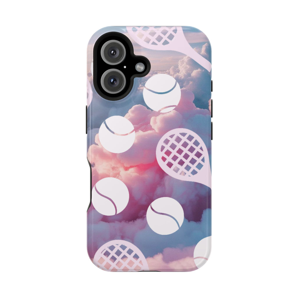 Tennis Impact-Resistant Phone Case — Tennis Rackets & Balls on Cloudscape