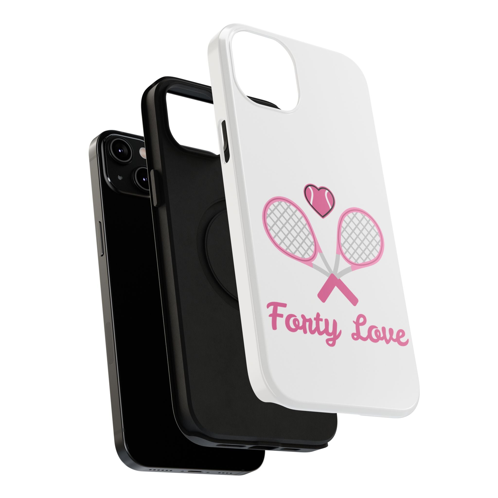 Tennis Impact‑Resistant Phone Case — 'Forty Love', pink/white