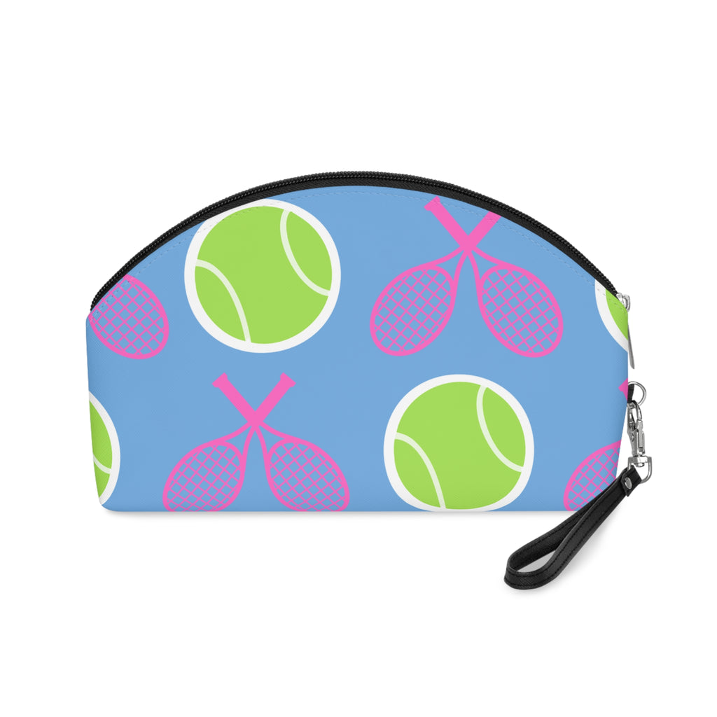 Tennis Makeup Bag — Light blue/Pink/Yellow Tennis Ball & Racket Cosmetic Pouch for Players