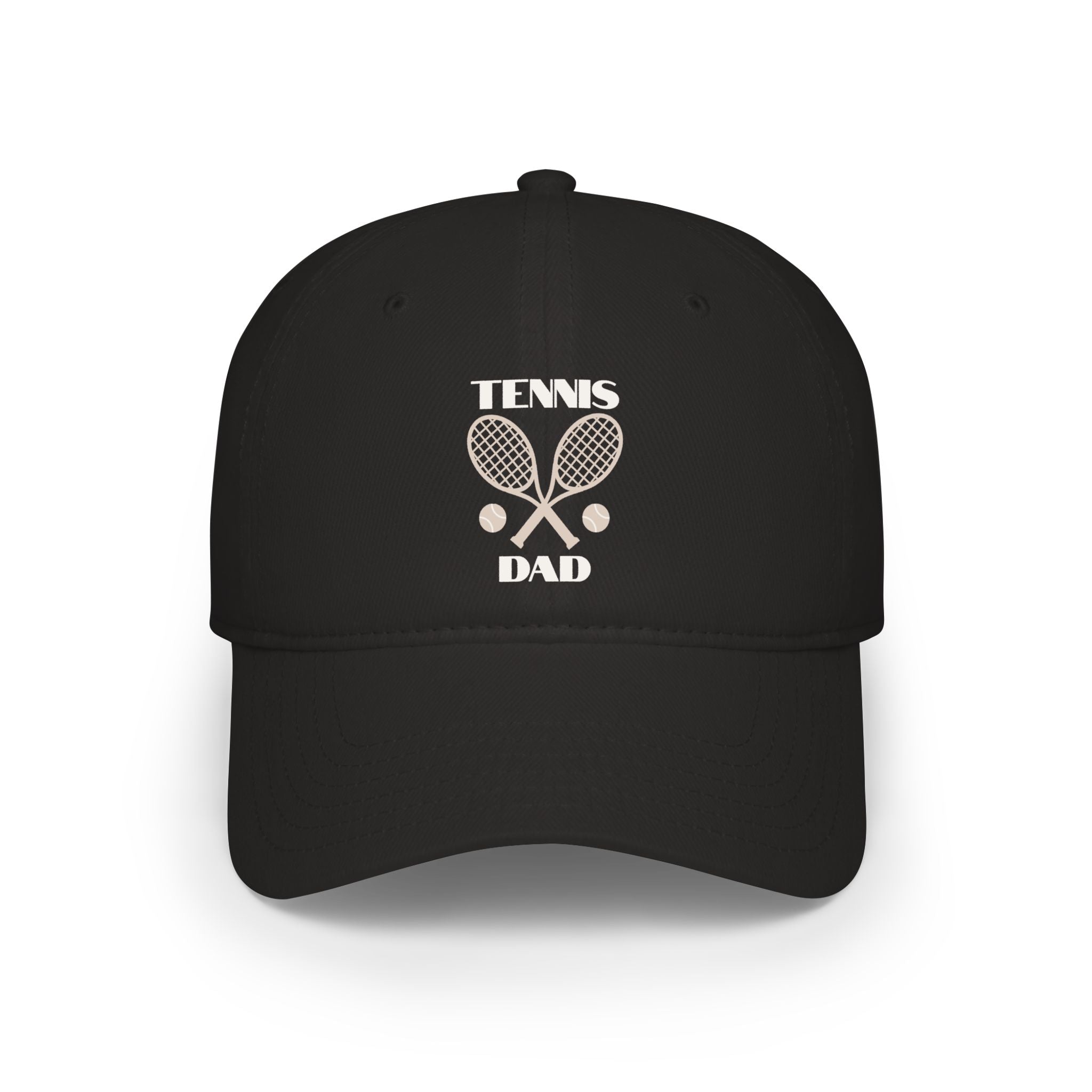 Men's Tennis Dad Cap — Low Profile Baseball Hat with Rackets & Ball