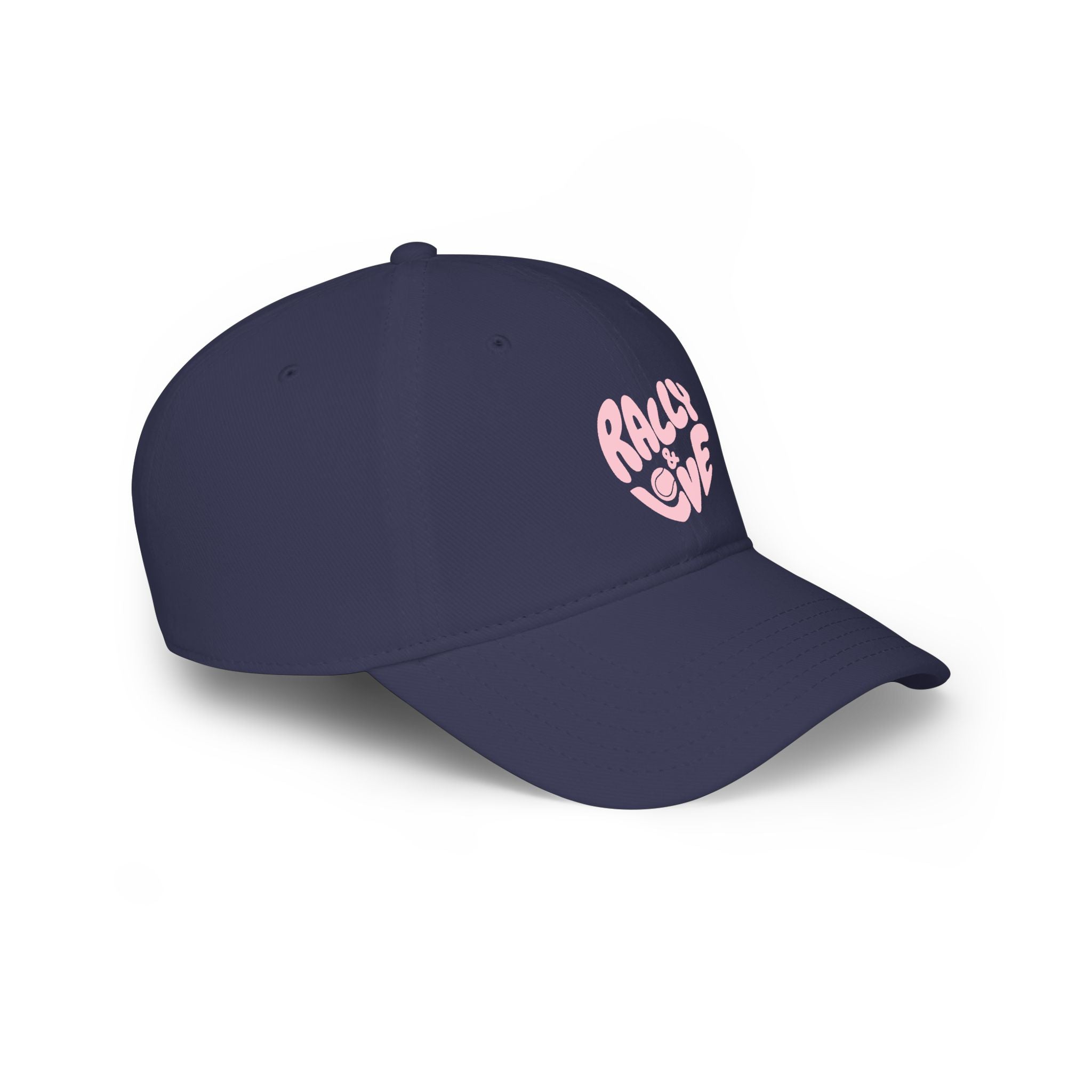 Women's Baseball Cap — "Rally & Love" Pink Logo, Graphic Low Profile Hat