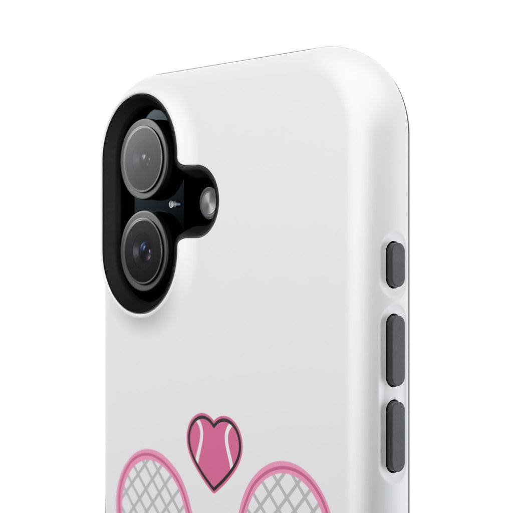 Tennis Impact‑Resistant Phone Case — 'Forty Love', pink/white