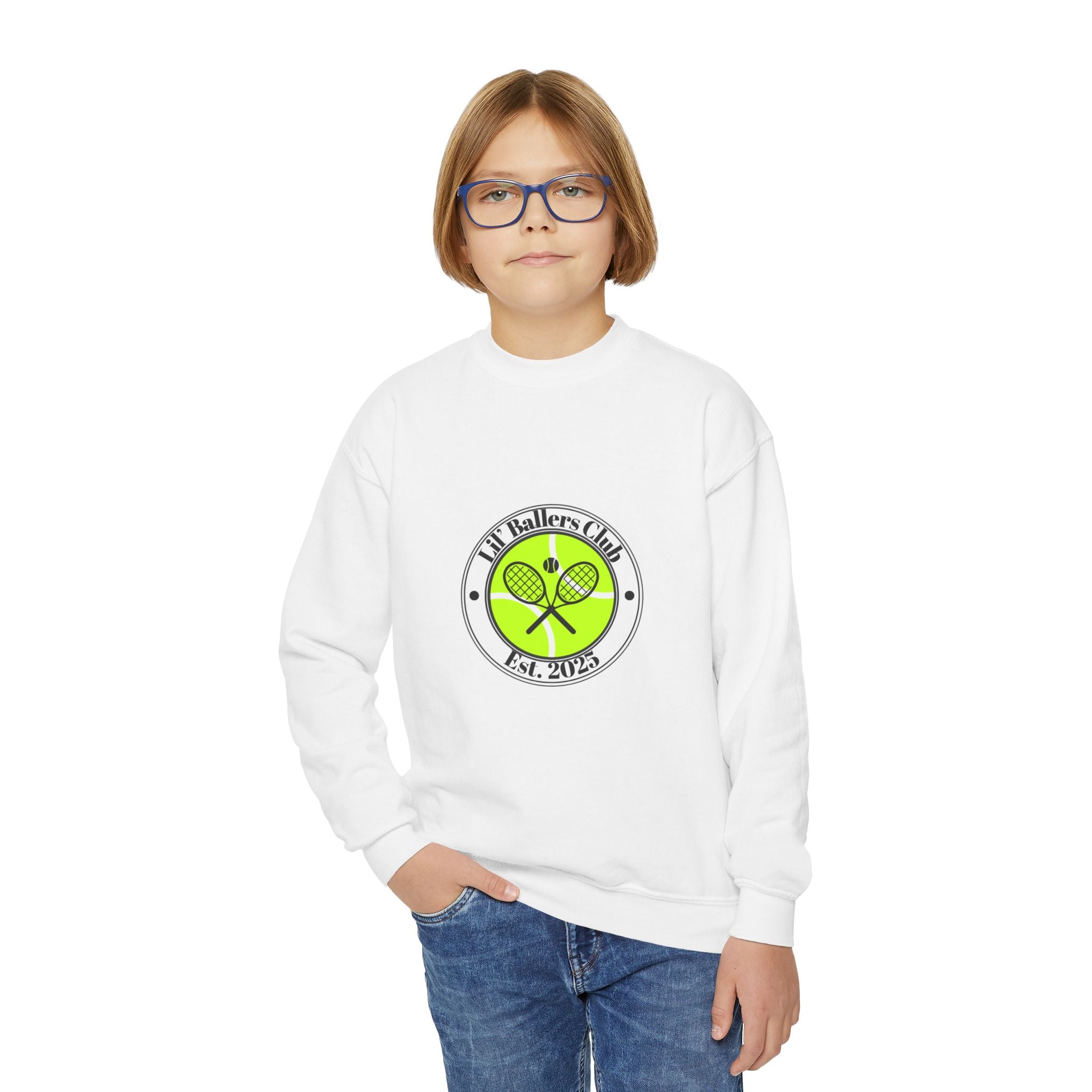 Boy's Juniors Crewneck Sweatshirt - "Lil' Baller's Club" Tennis Crewneck