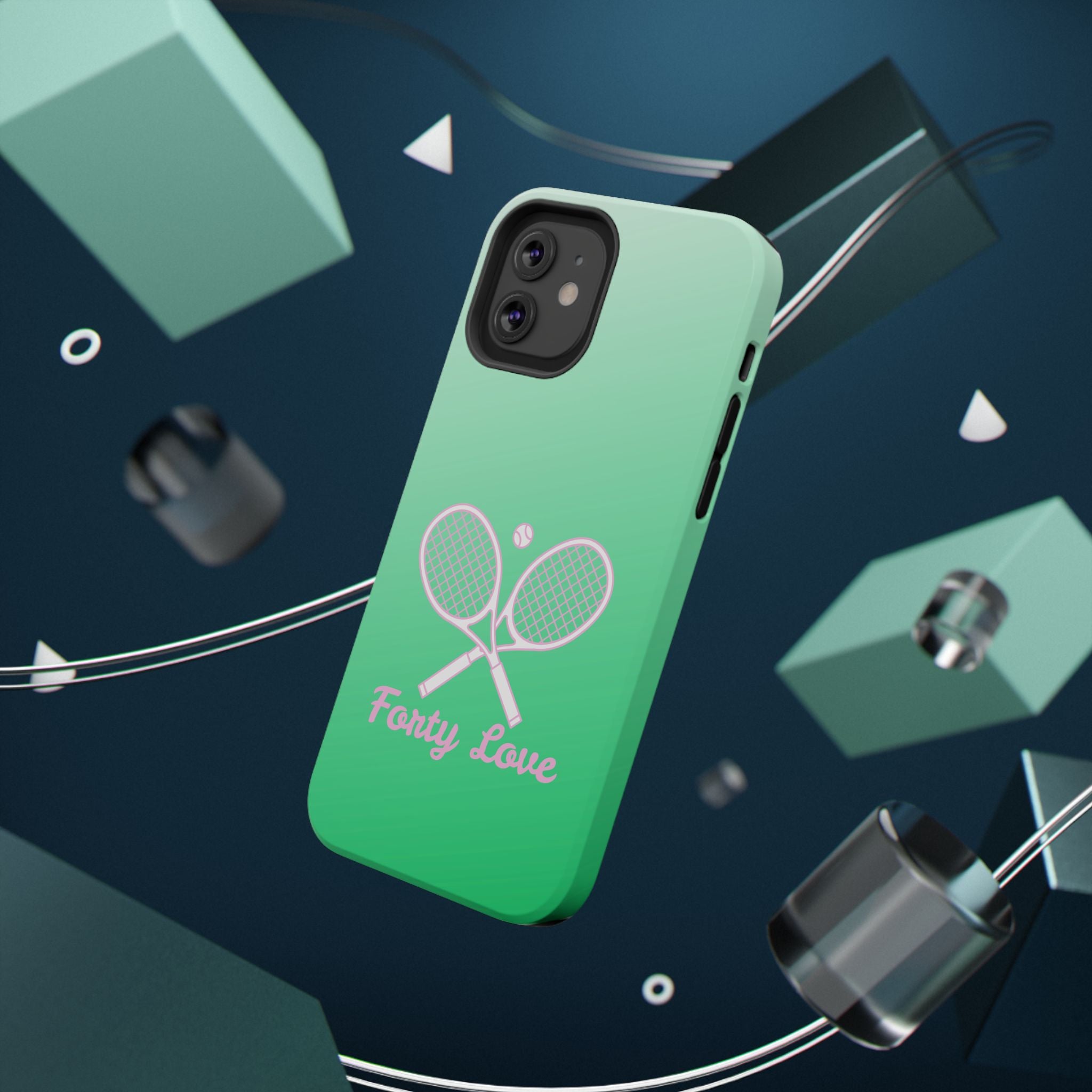 Tennis Impact-Resistant Phone Case — 'Forty Love', Green Gradient