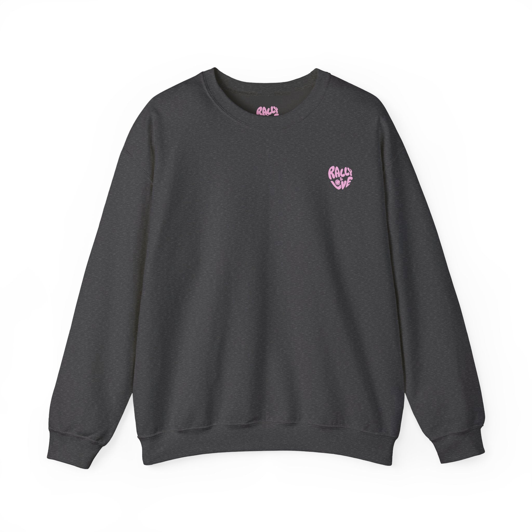 Women's Crewneck Sweatshirt — "Rally & Love" logo Chest Sweatshirt (bubblegum pink)