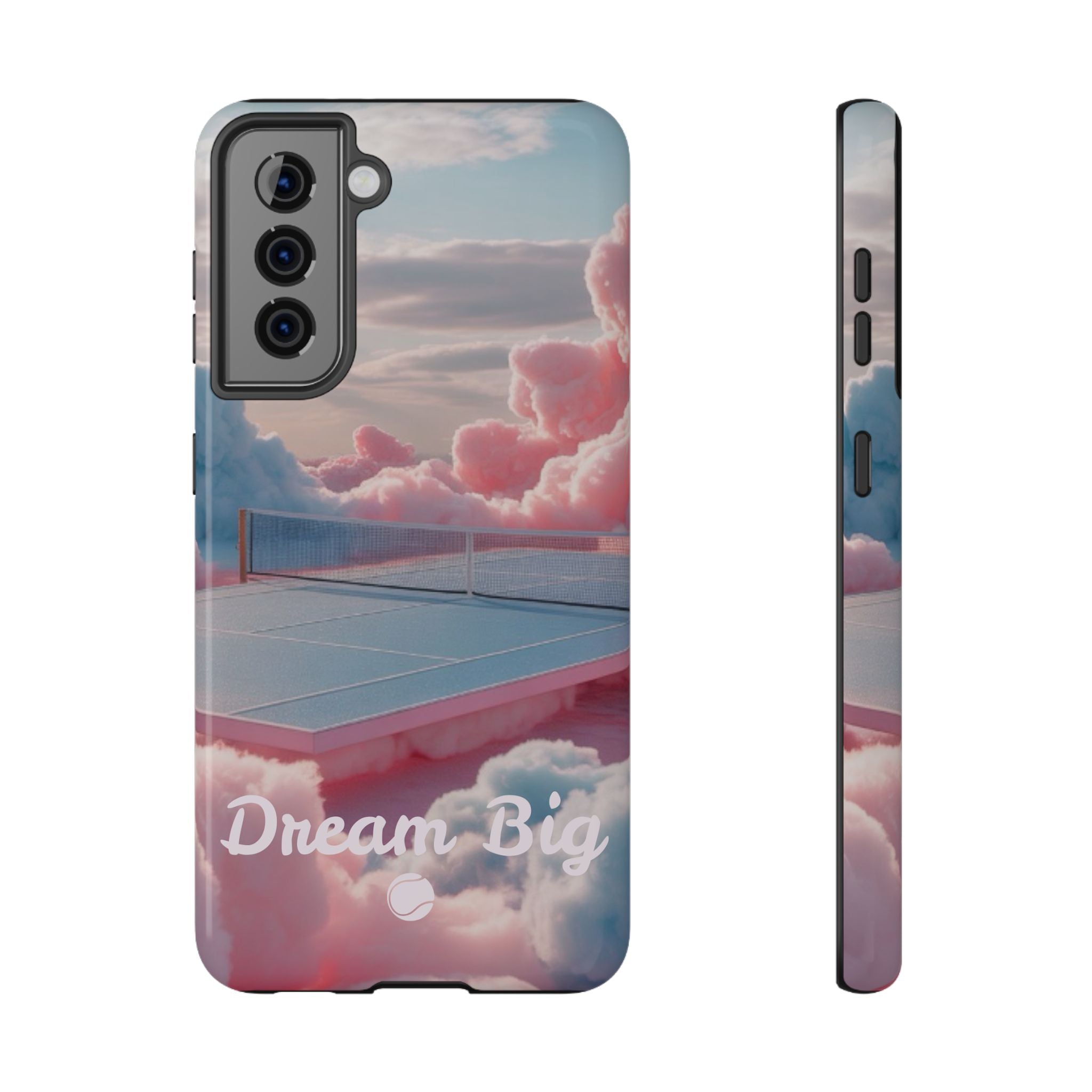 Tennis Impact-Resistant Phone Case — 'Dream Big' Pastel Cloud Tennis Court