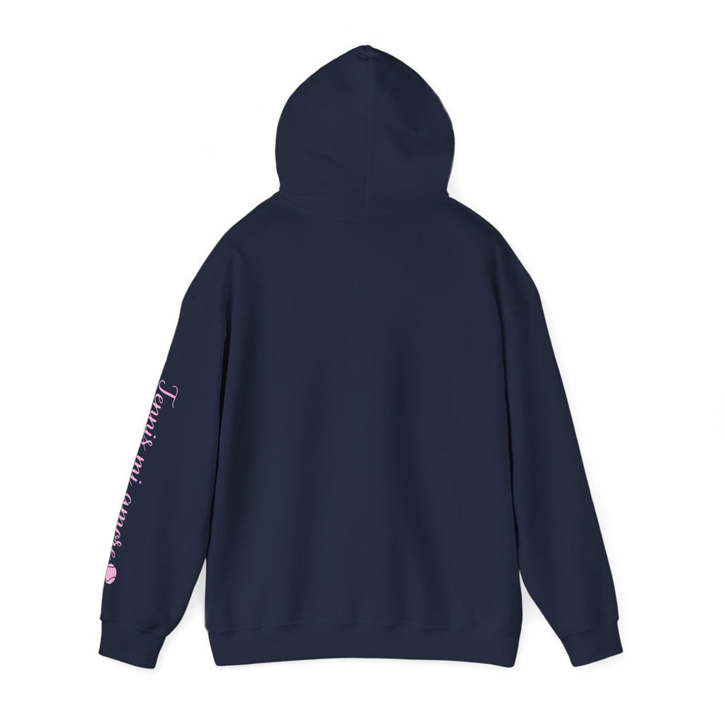 Women's Hoodie sweatshirt — "Tennis mi amore" Tennis Ball Sleeve Design (bubblegum pink)
