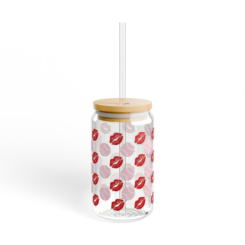 Sipper Glass, 16oz - lips/pink tennis balls